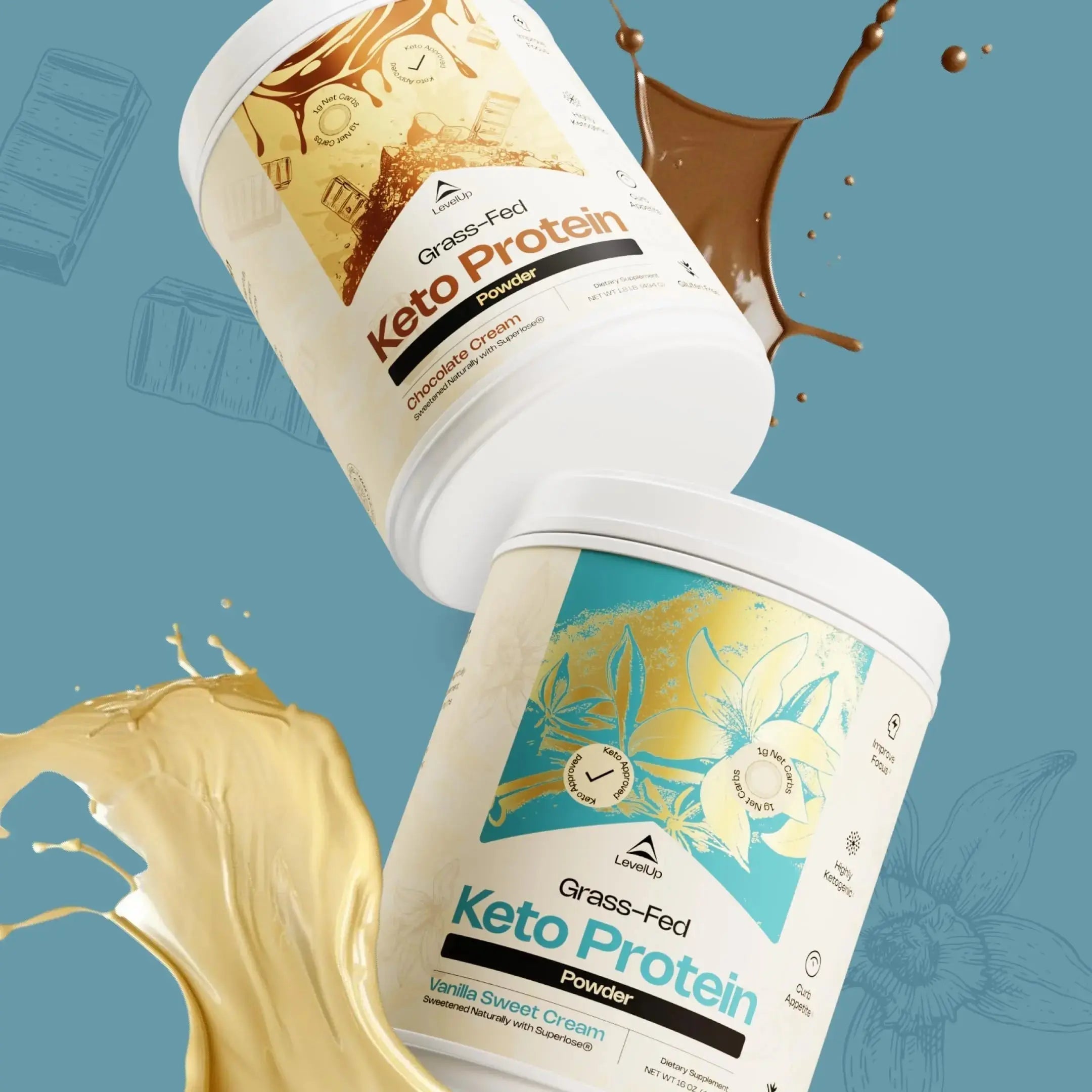 LevelUp Keto Protein, with Collagen Peptides, Energizing MCT, Whey Isolate Protein, Ketogenic Protein Powder Supplement - Vanilla Sweet Cream LevelUp Au supplements