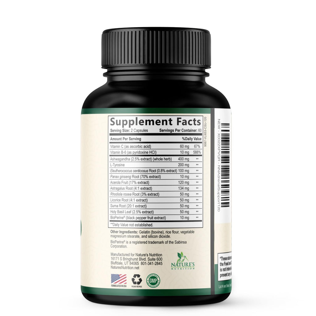 Nature's Nutrition Adrenal Support Supplements Cortex Complex, Best Energy Supplement, Supports Health & Energy Levels, Daily Ashwagandha for Women & Men, Supports Immune System, 120 Capsules Nature's Nutrition Au supplements