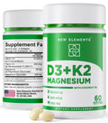 New Elements Vitamin D3 K2 10,000 IU with Magnesium Glycinate 500mg - Bone Health, Immune Support, Energy & Mood - Non-GMO, Gluten-Free