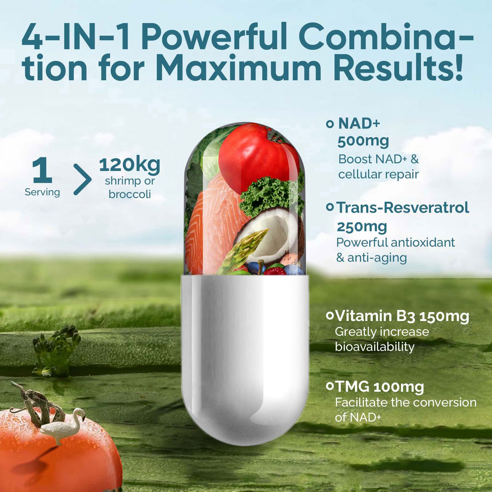 UltraViat NAD+ Supplement 1000mg, Premium NAD+ & Resveratrol Complex for Energy & Anti Aging - 120 Capsules UltraViat Au supplements