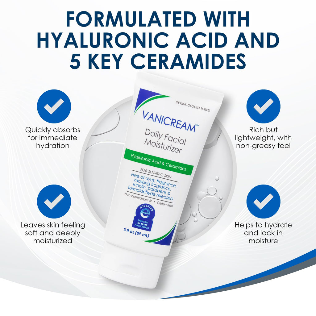 Vanicream Daily Facial Moisturizer With Ceramides and Hyaluronic Acid - Formulated