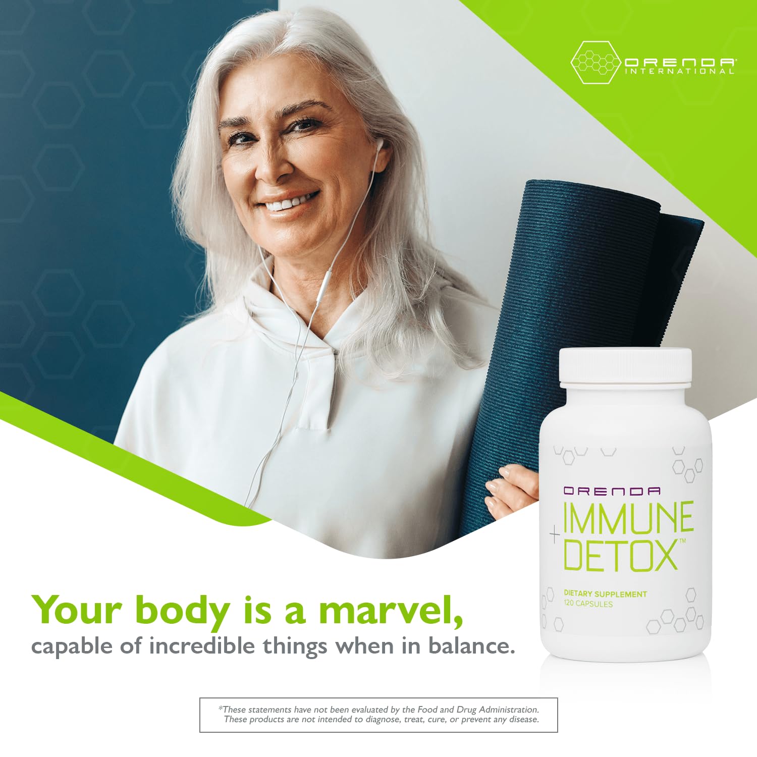 Orenda Immune + Detox - Specialized Formula with Calcium d-Glucarate, Beta 1,3 Glucans & IMMUSE® for Wellness and Balance - 120 Capsules