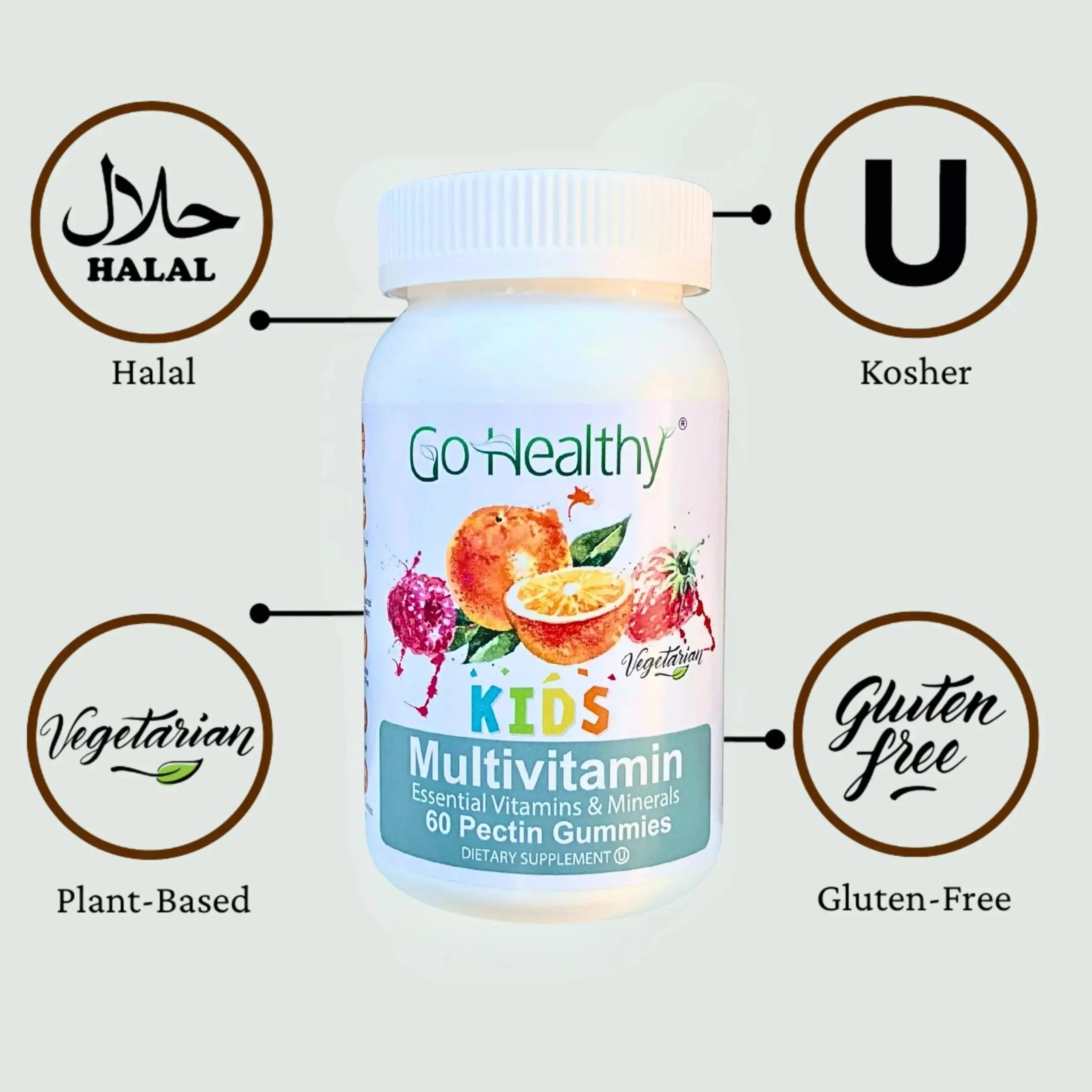 Go Healthy Kids Multivitamin Gummies, Immune Support, Kids Vitamin Gummies, Kosher Kid Vitamin, Halal Go Healthy Natural Au supplements