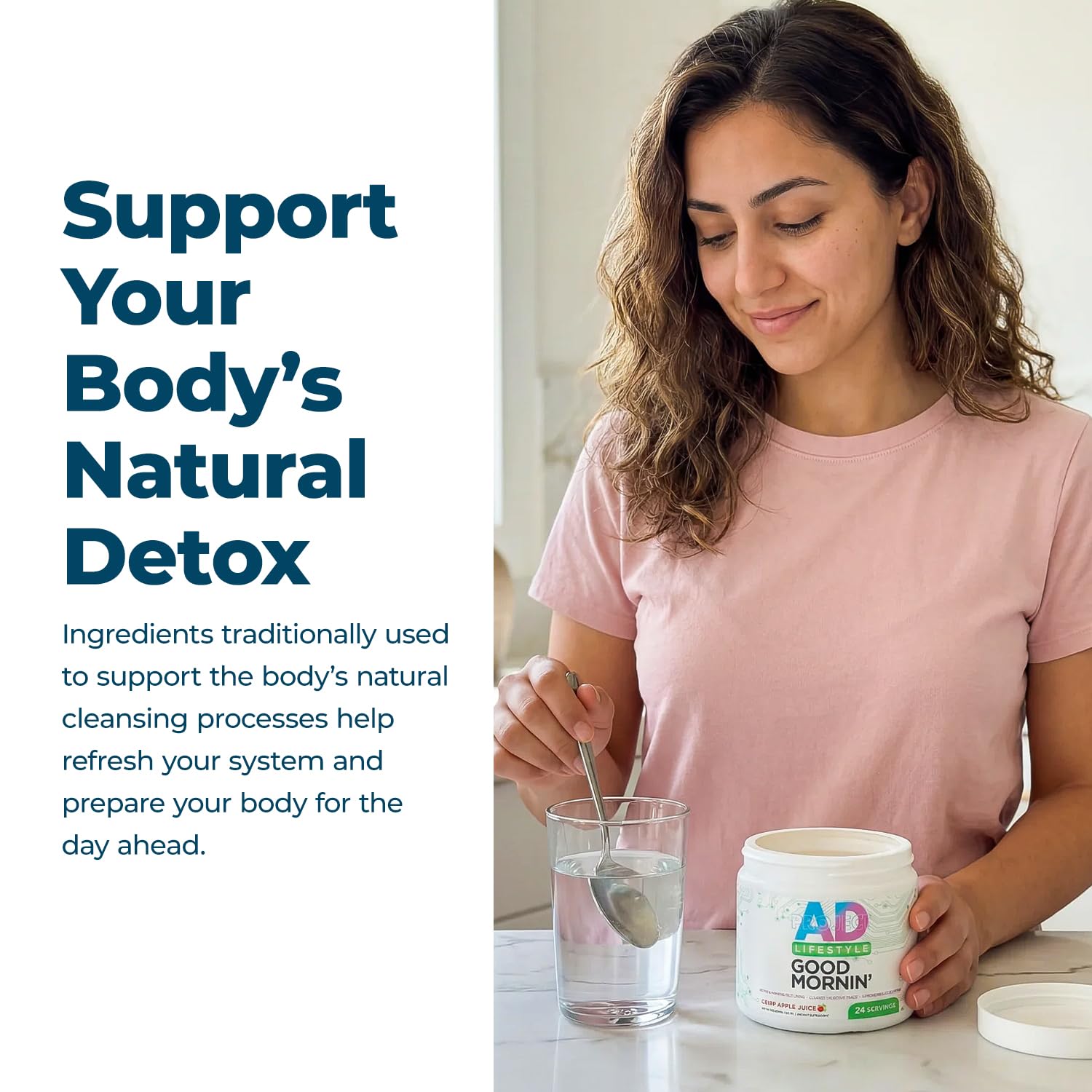 Project AD Life Good Morning Detox and Performance Drink, Naturally Flavored and Formulated with L-GLutamine, Apple Cider Vinegar, and Aloe Vera (24 Servings, Summer Fruits)