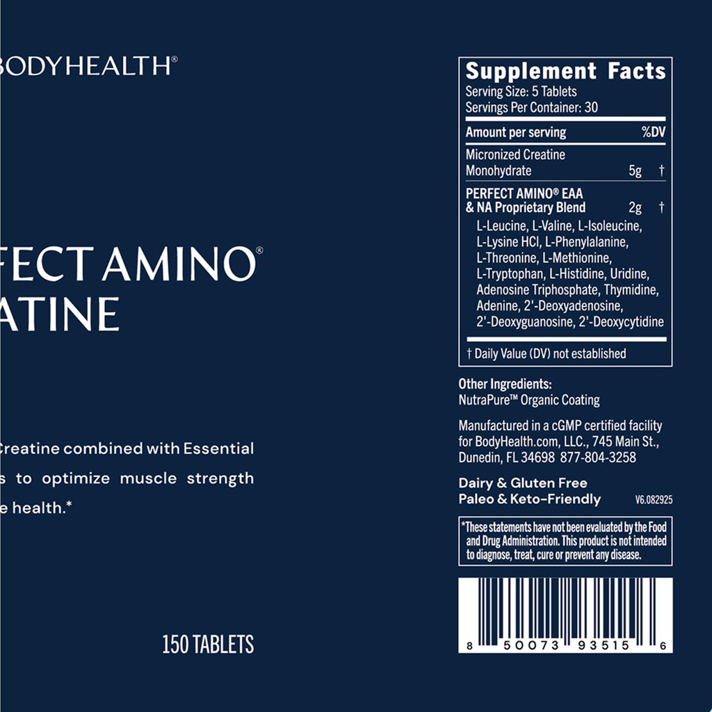 BodyHealth Creatine Monohydrate Tablets – Vegan Pre Workout Supplement with PerfectAmino, BCAAs & EAAs – Keto-Friendly, Muscle Recovery & Energy Support – 5g Creatine Equivalent per Serving BodyHealth Au supplements