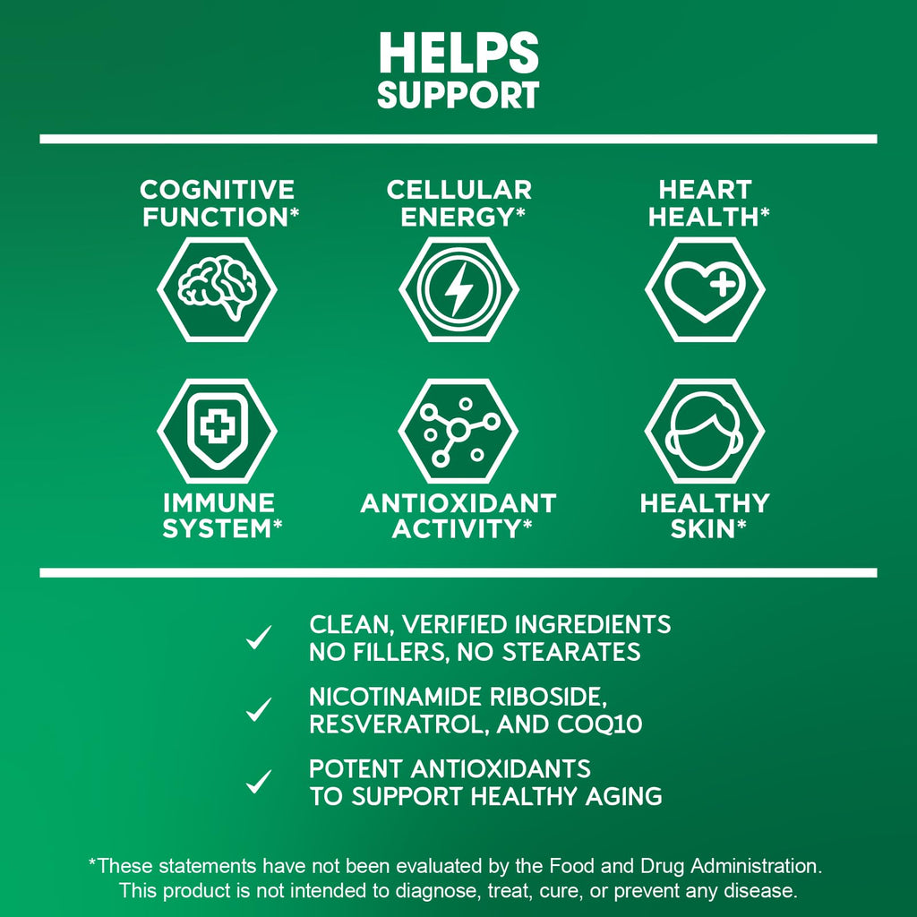 BioEmblem NAD+ Supplement | 300 mg Nicotinamide Riboside with CoQ10 & Resveratrol | Supports Healthy Aging, Cellular Energy and Cognitive Function | Non-GMO, Gluten Free - 45 Capsules BioEmblem Au supplements