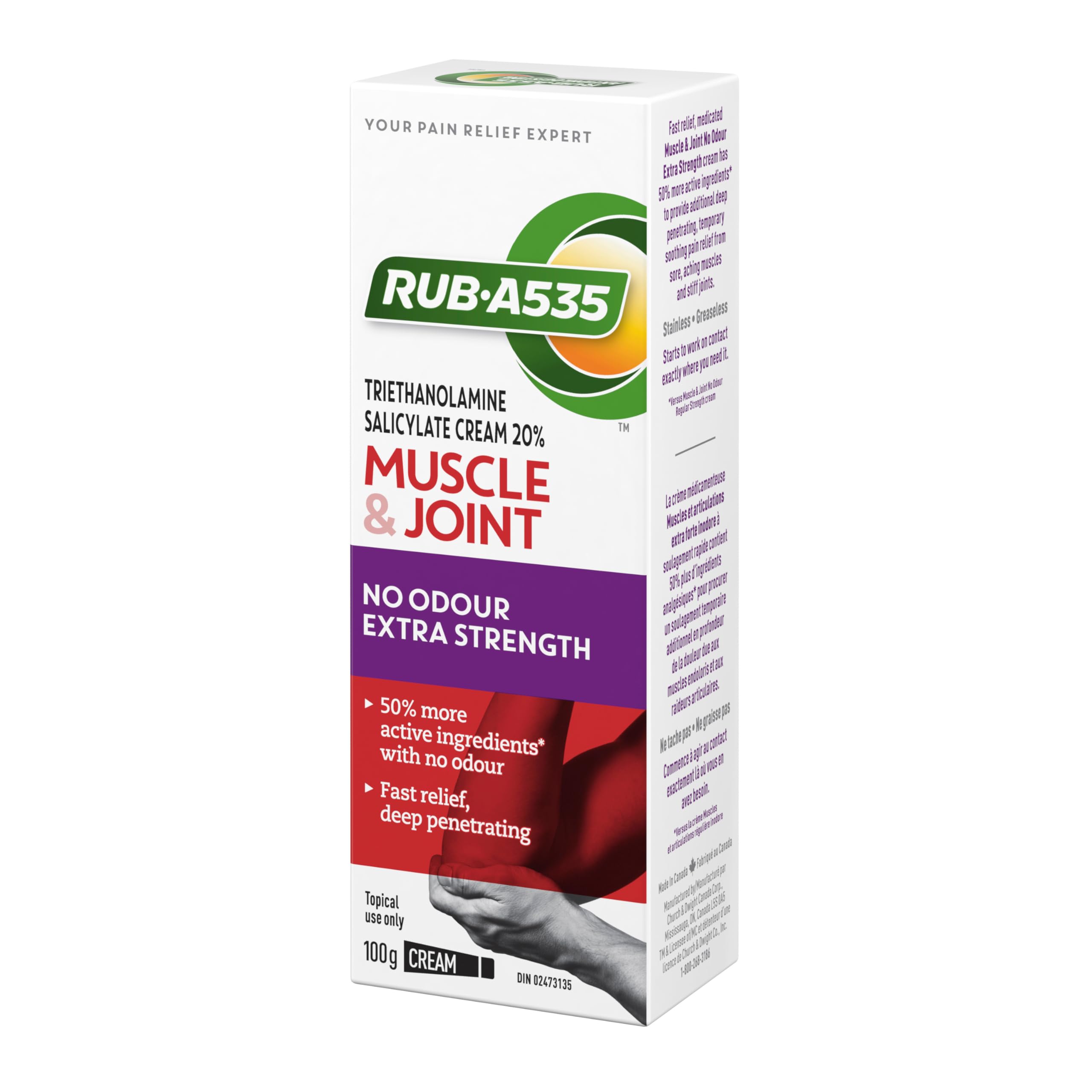 RUB A535 ULTRA STRENGTH NO ODOUR CREAM For Deep Penetrating Relief of Muscle, Joint & Arthritic Pain 100 g Rub A535 Au supplements