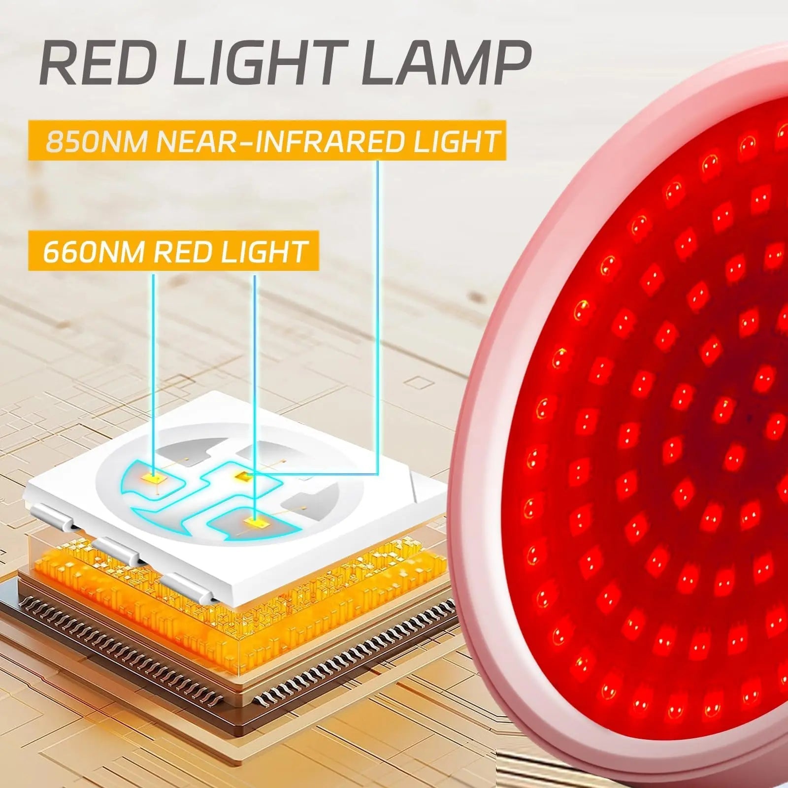 Shomterade Red Light for Face with Base, 100LEDs 3-in-1 Chips Infrared Light Lamp, 660nm ＆850nm Shomterade Au supplements