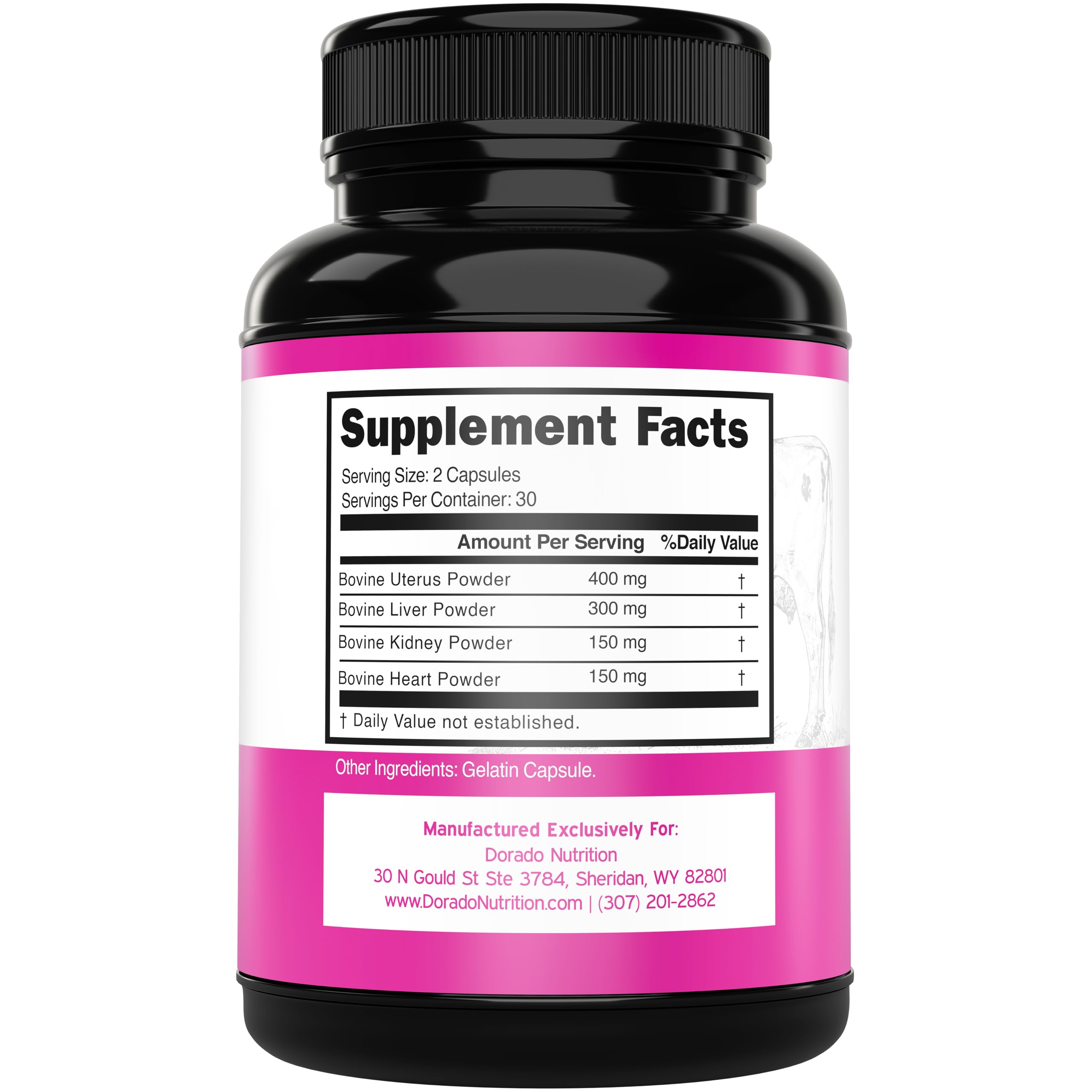 Beef Organ Supplement for Women - Grass Fed Beef Liver, Heart, Kidney & Uterus 1000mg