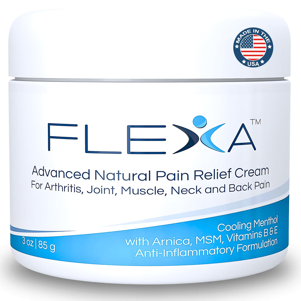 FLEXA Natural Relief Cream - Use on Muscles, Back, Neck, and Joints - with Arnica, Menthol, MSM, Ilex Leaf, and Tea Tree Oil - 3 Oz Jar FLEXA Au supplements