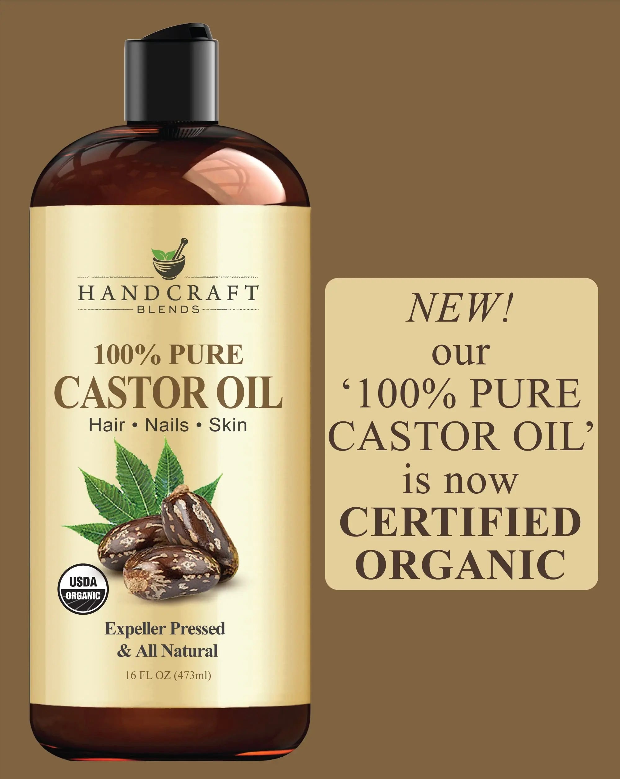 Handcraft Blends Organic Castor Oil for Hair Growth, Eyelashes and Eyebrows - 100% Pure Handcraft Blends Au supplements