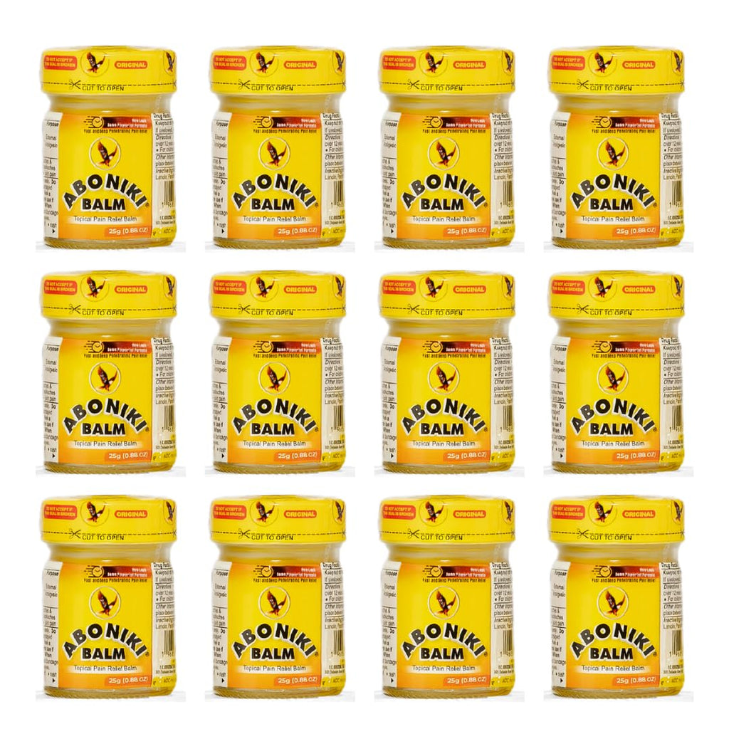 Aboniki Powerful Topical Pain Relief Balm with Natural Ingredients | Fast-Acting Soothing Relief for Joints & Muscle Pain, Soreness, Cramps | Long Lasting Full Body Rub (12 Plastic Jars) Aboniki Au supplements