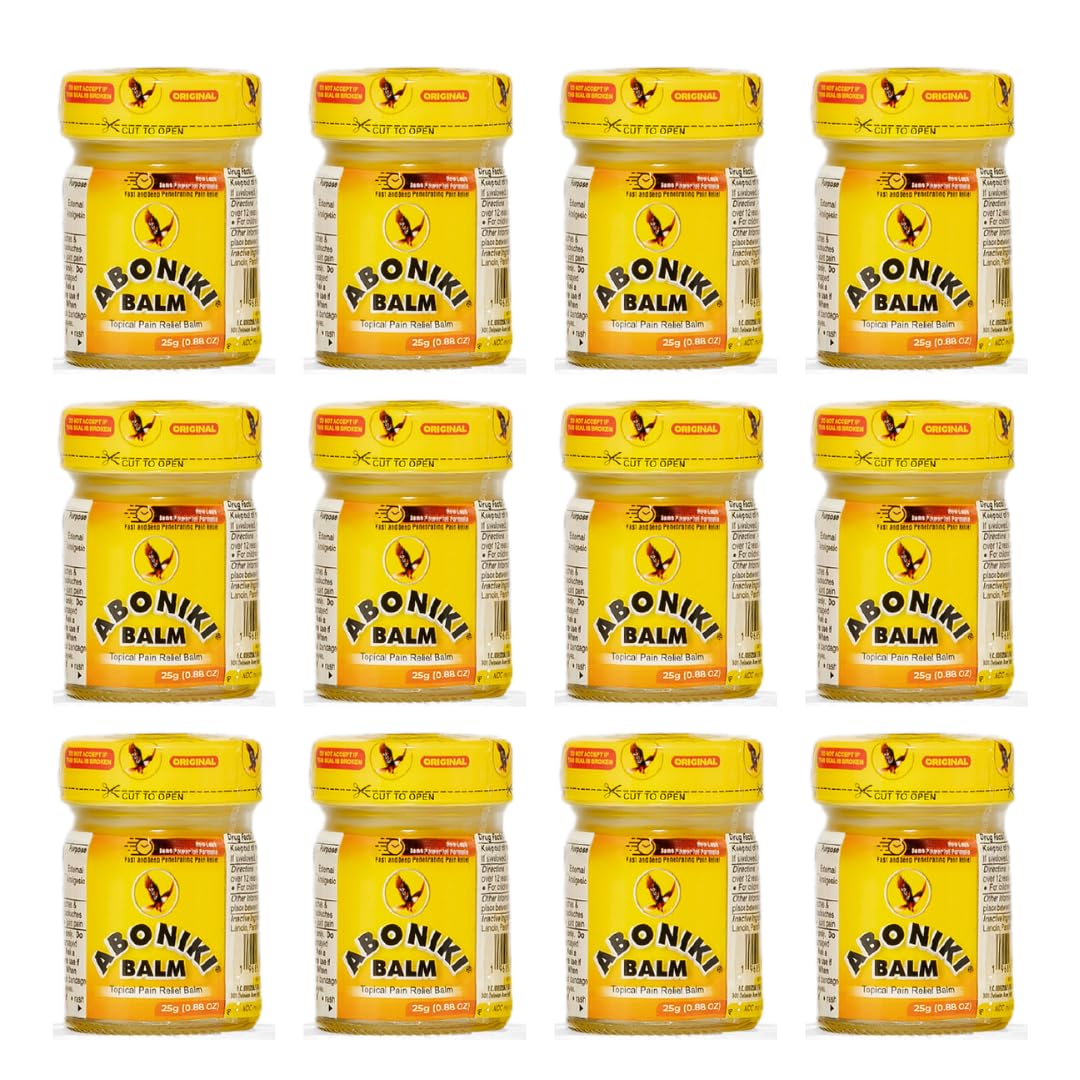 Aboniki Powerful Topical Pain Relief Balm with Natural Ingredients | Fast-Acting Soothing Relief for Joints & Muscle Pain, Soreness, Cramps | Long Lasting Full Body Rub (12 Plastic Jars) Aboniki Au supplements