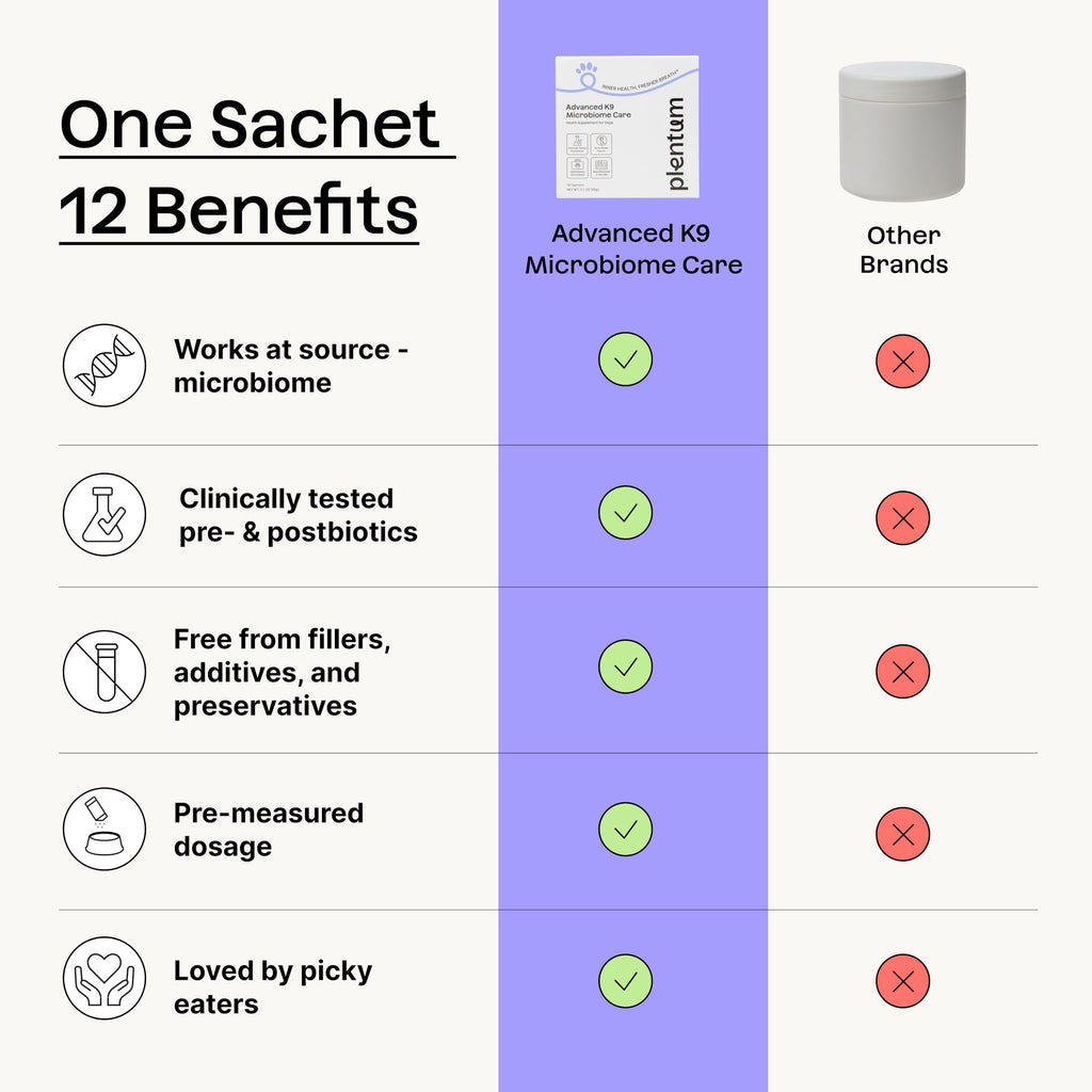 Daily Prebiotic + Postbiotic Dog Supplement Powder | 12-in-1 Support for Gut, Joints, Allergy, Immunity, Calming & Oral Health | Human-Grade Ingredients, No Artificial Flavors-No Fillers - 30 Sachets Plentum Au supplements