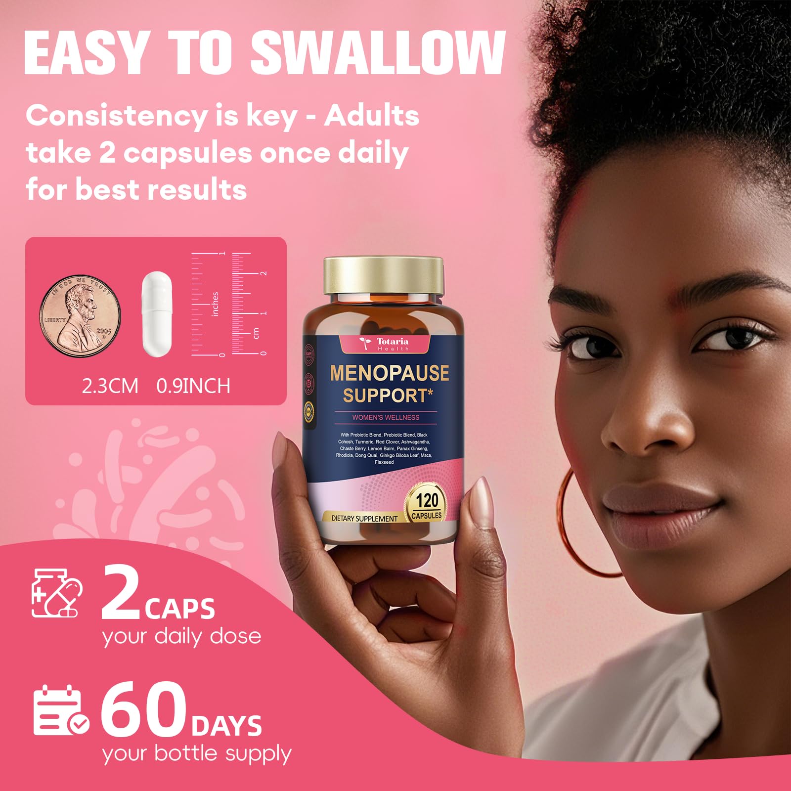 40-in-1 Menopause Supplements for Women, Multibenefit & Complete Black Cohosh for Hot Flashes, Night Sweats & Hormone Balance, w/ Probiotics, DIM, Vitex, Dong Quai, Red Clover and More, 120 Vegan Caps Totaria Au supplements