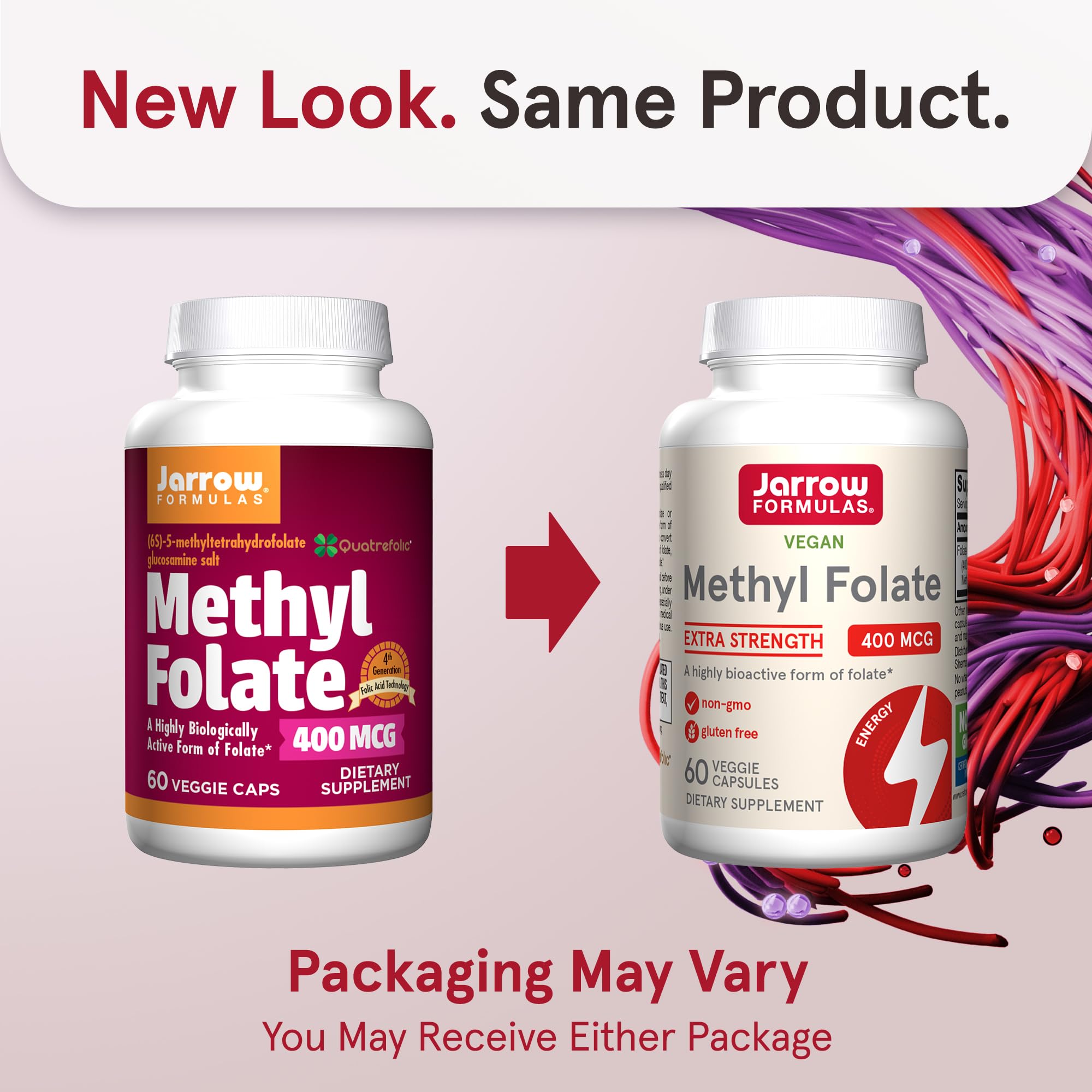 Jarrow Formulas Extra Strength Methyl Folate 400 mcg, Dietary Supplement for Cardiovascular and Neurologic Health Support