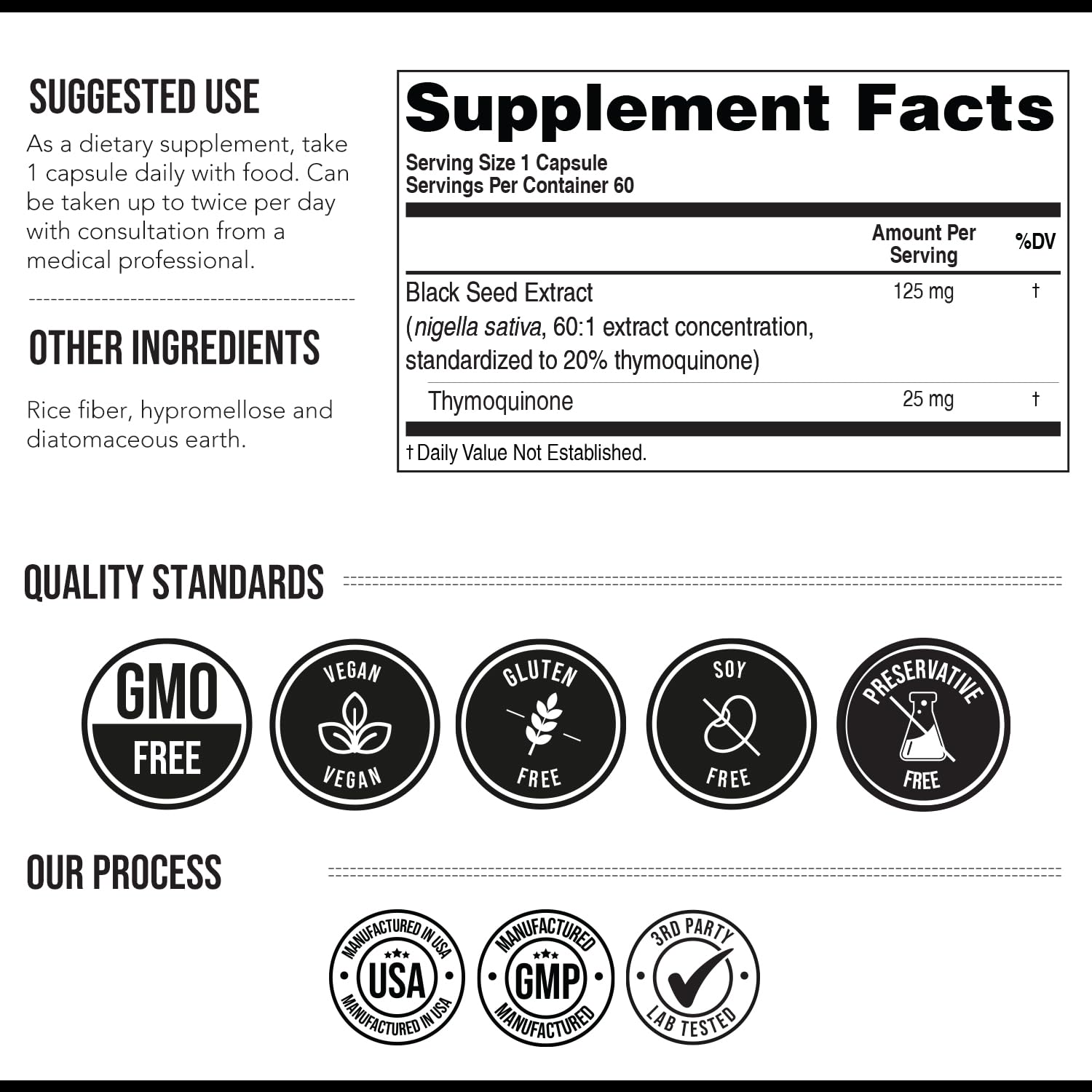 20% Thymoquinone Black Seed Extract Capsules - TQ-Advanced 4X®: Potent Thymoquinone Concentration Available - 60:1 Concentrate from Nigella Sativa