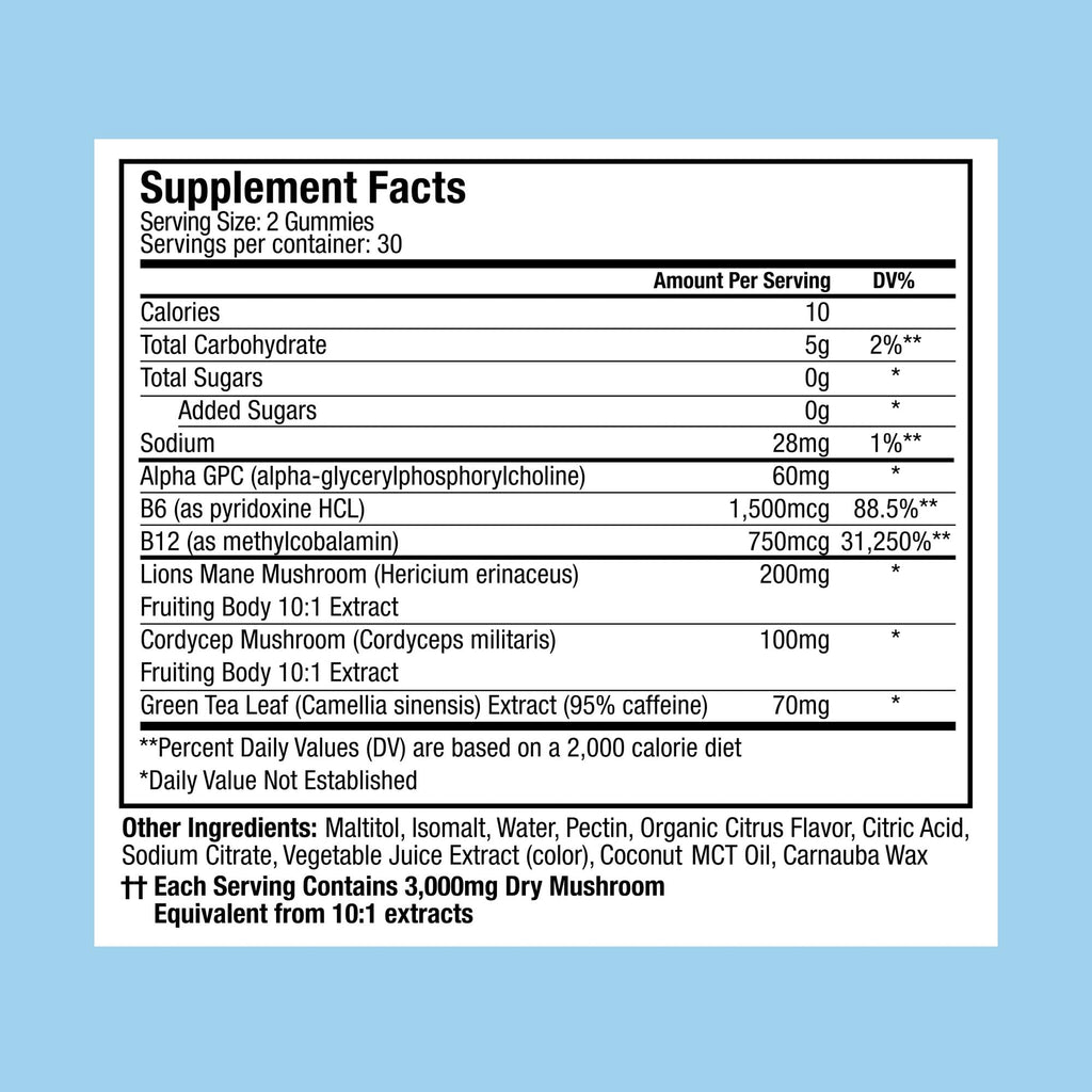 Plant People WonderFocus Mushroom Gummies with Lion’s Mane & Cordyceps - Nootropic Brain Supplement Boosts Memory, Focus, Energy & Mood in Adults | No Sugar, 100% Vegan, Citrus Flavor, 60 Count Plant People Au supplements
