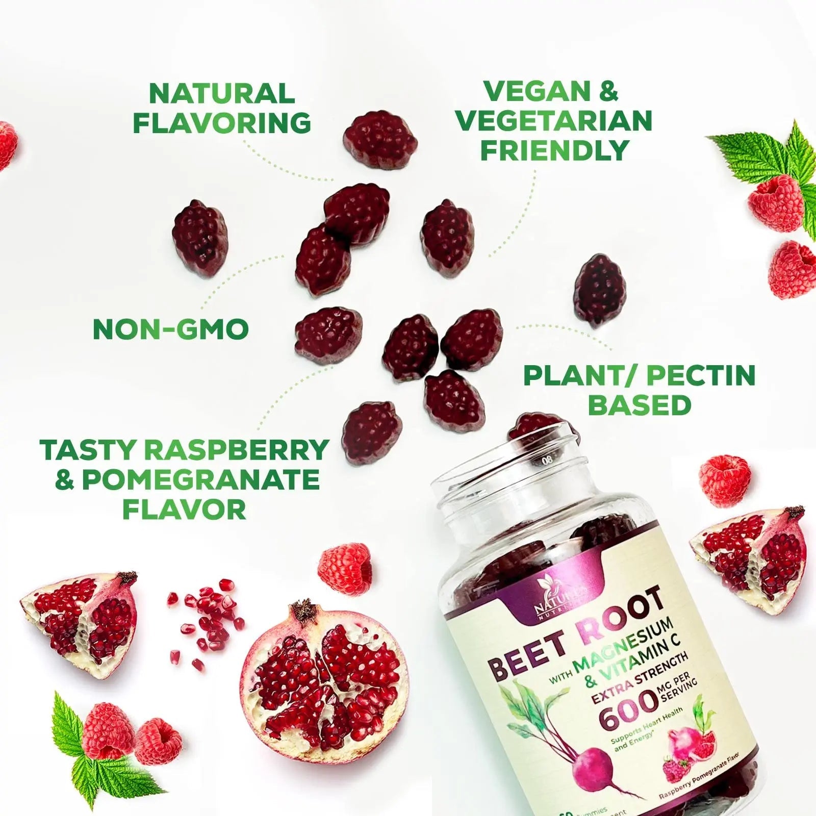 Nature's Nutrition Beet Gummies with Beetroot - Energy & Heart Health Support Nature's Nutrition Au supplements