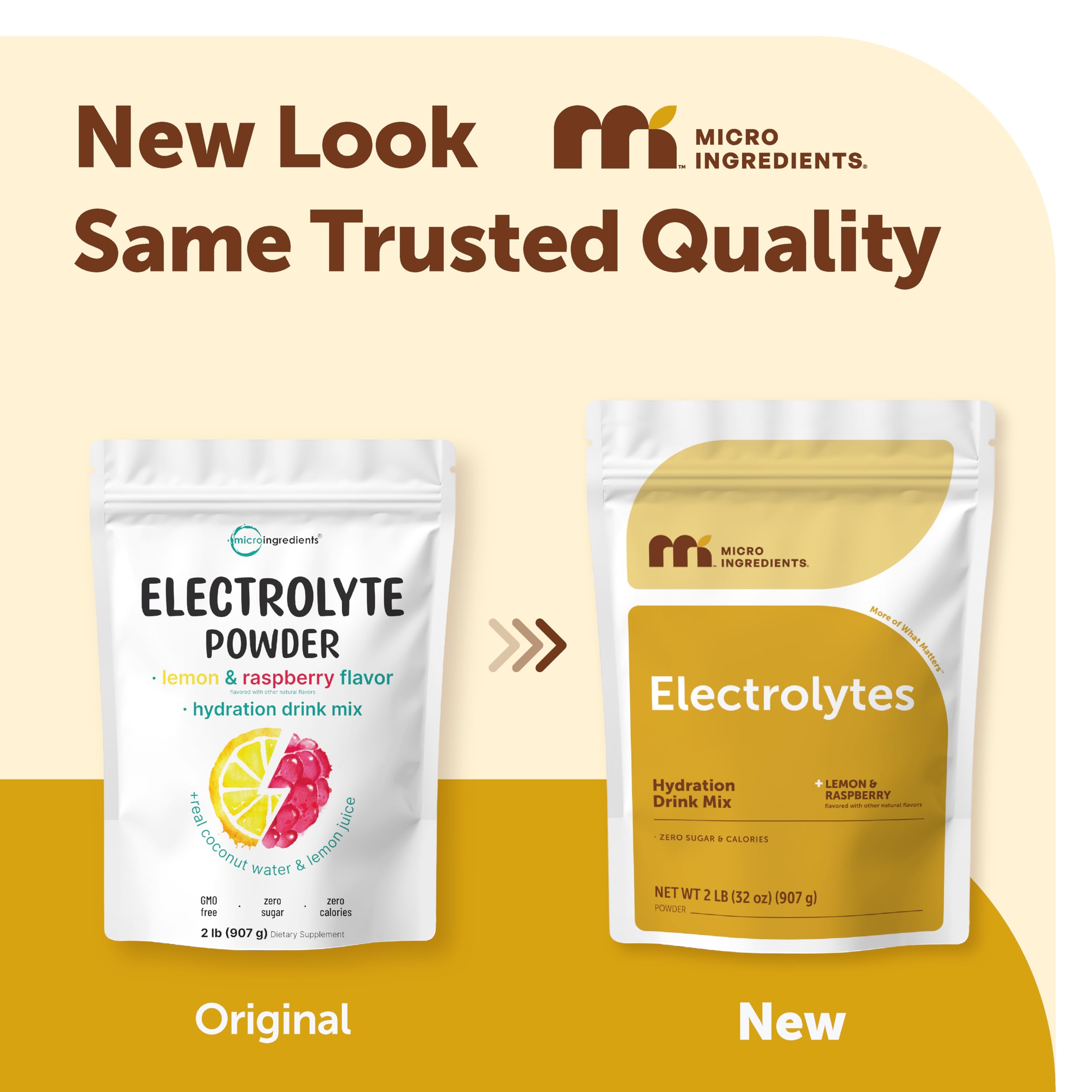 Micro Ingredients Electrolyte Powder, 2 lbs (139 Servings) | Lemon Raspberry Flavor | High Potassium (1,000mg) + Coconut Water & Real Lemon Juice