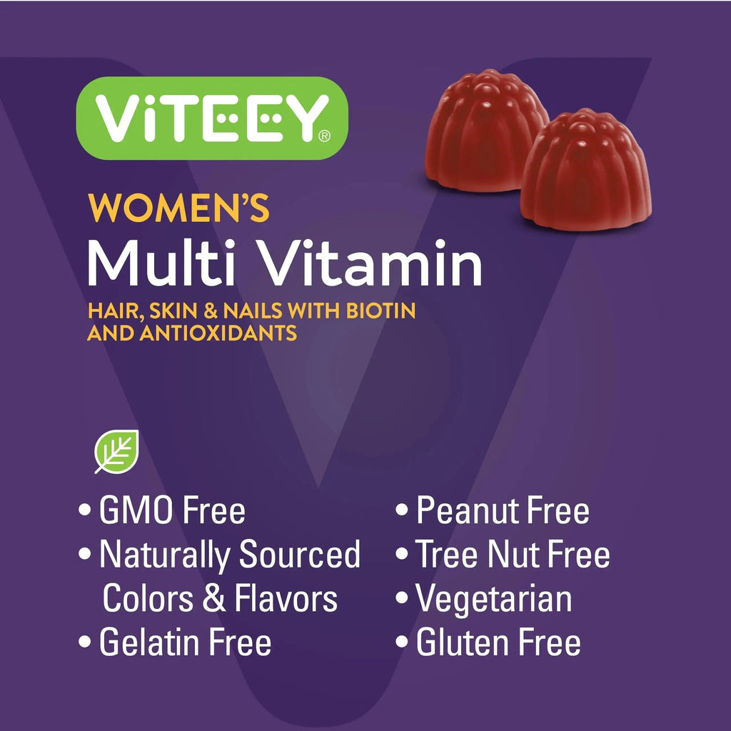 Viteey Womens Multivitamin Gummies - Immune Support - 12 in 1 Essential Vitamins & Minerals - Vitamin A, C, D3, E, B6, B12, Folic Acid, Biotin, Calcium Viteey Au supplements
