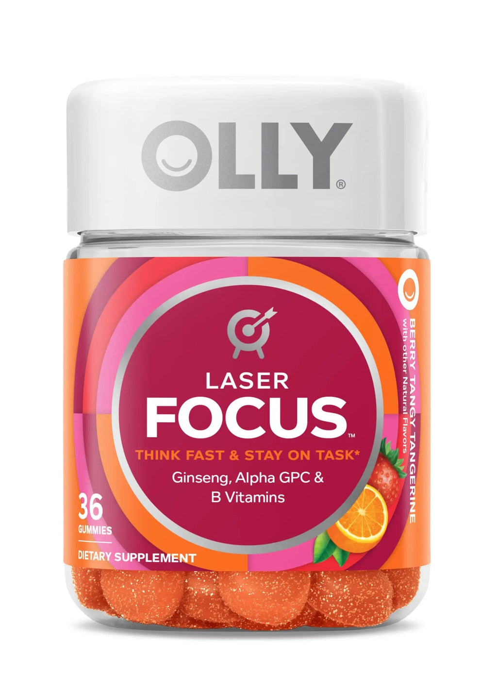 OLLY Laser Focus Gummy, Ginseng, Alpha GPC, B Vitamins, Berry Tangerine Flavor OLLY Au supplements
