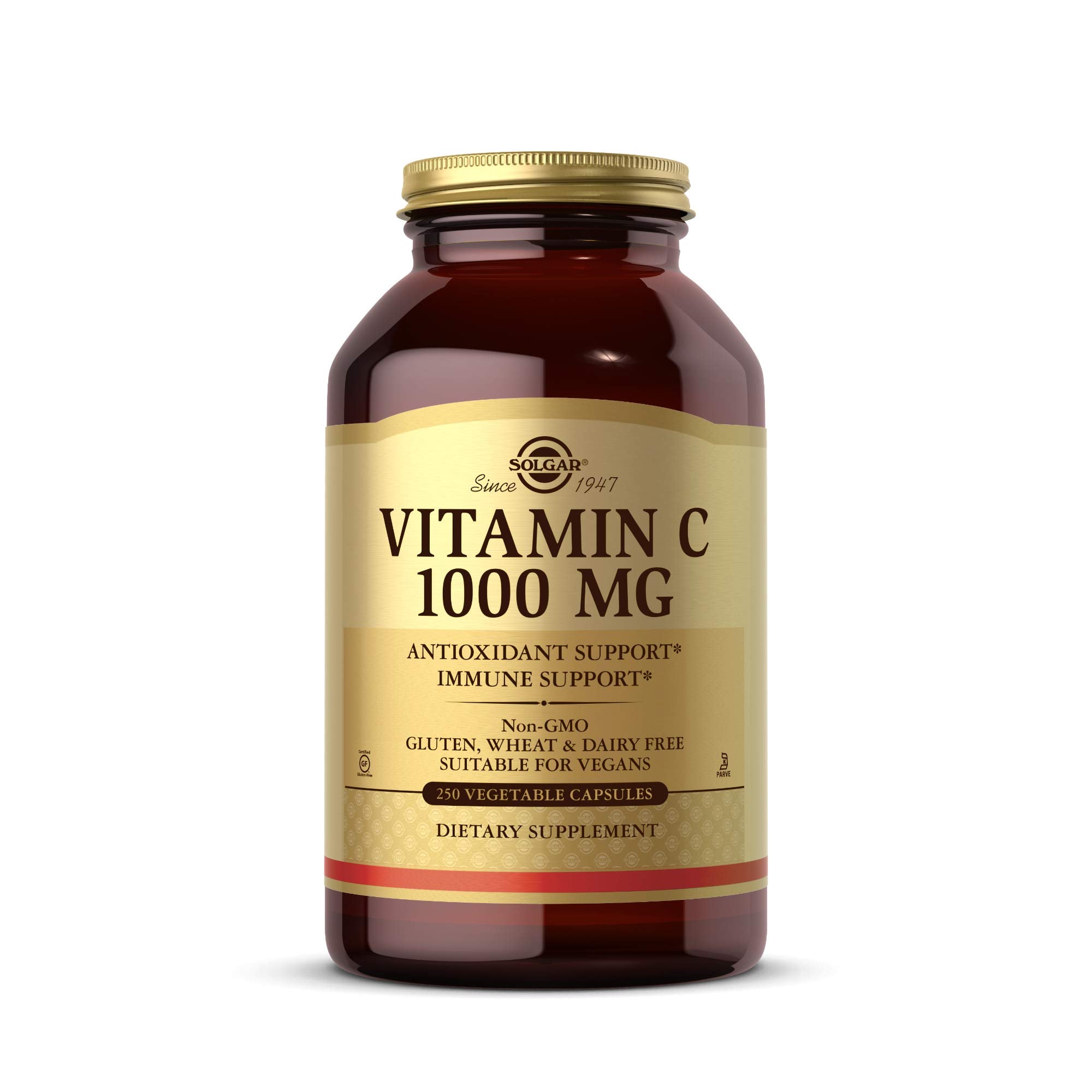 Solgar Vitamin C 1000 mg, 250 Vegetable Capsules - Antioxidant & Immune Support - Overall Health - Healthy Skin & Joints - Bioflavonoids Supplement