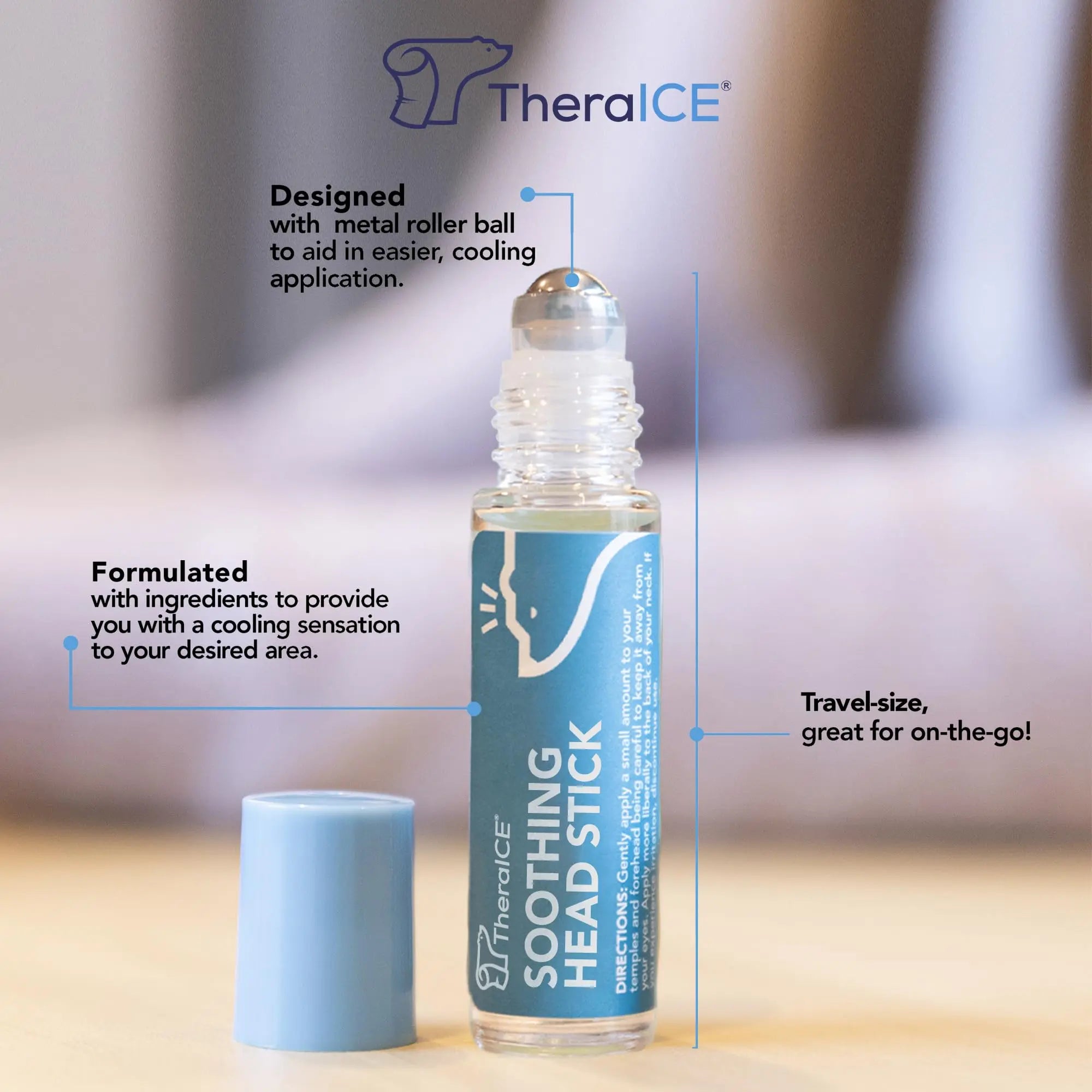 TheraICE Soothing Head Stick 10 ml (.33-Oz) Essential Oil Roll on Aromatherapy TheraICE Rx Au supplements