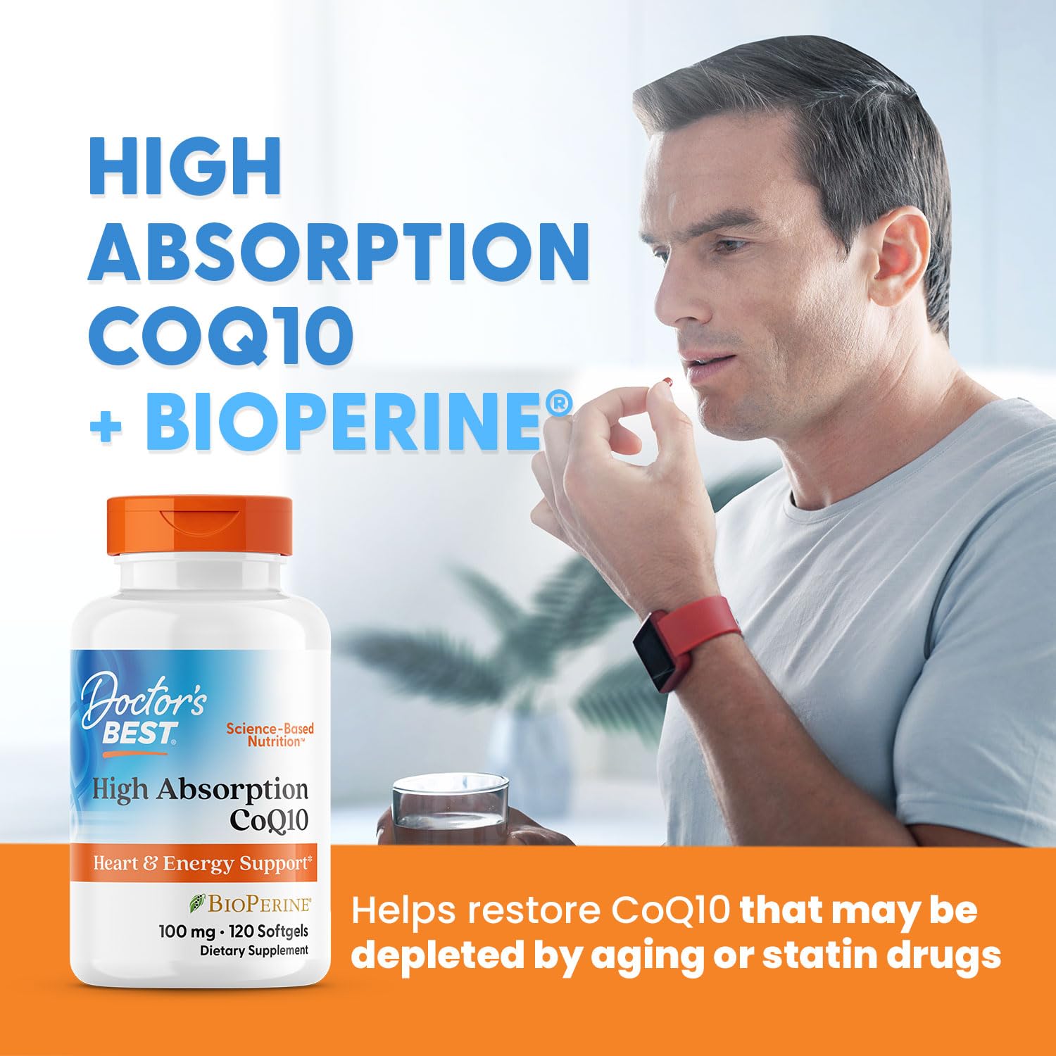Doctor's Best High Absorption CoQ10 with BioPerine Supplement - Coenzyme Q10 Softgels for Heart Health & Antioxidant Support, Naturally Fermented CoQ10 100mg
