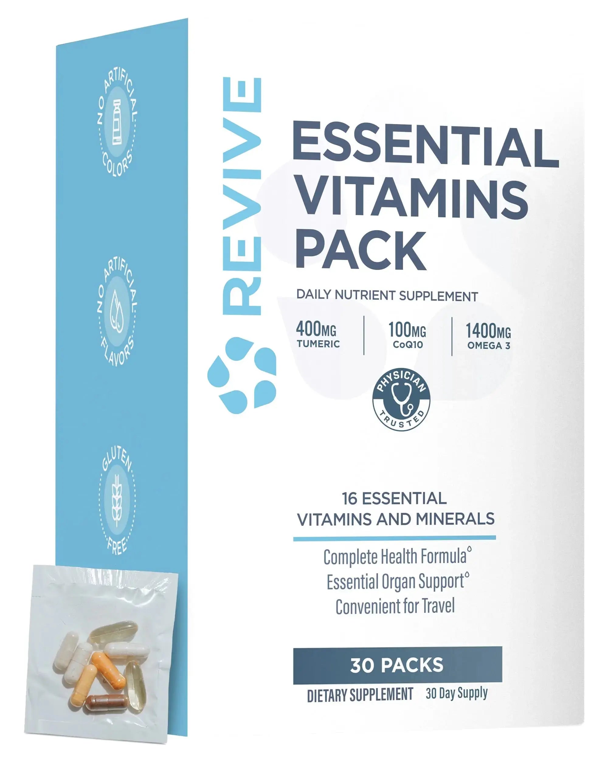 Revive MD Essential Vitamin Packs for Men & Women – Daily Multivitamin Packets with Arjuna & Turmeric Extract – Supports Heart, Joint & Organ Health Revive Au supplements