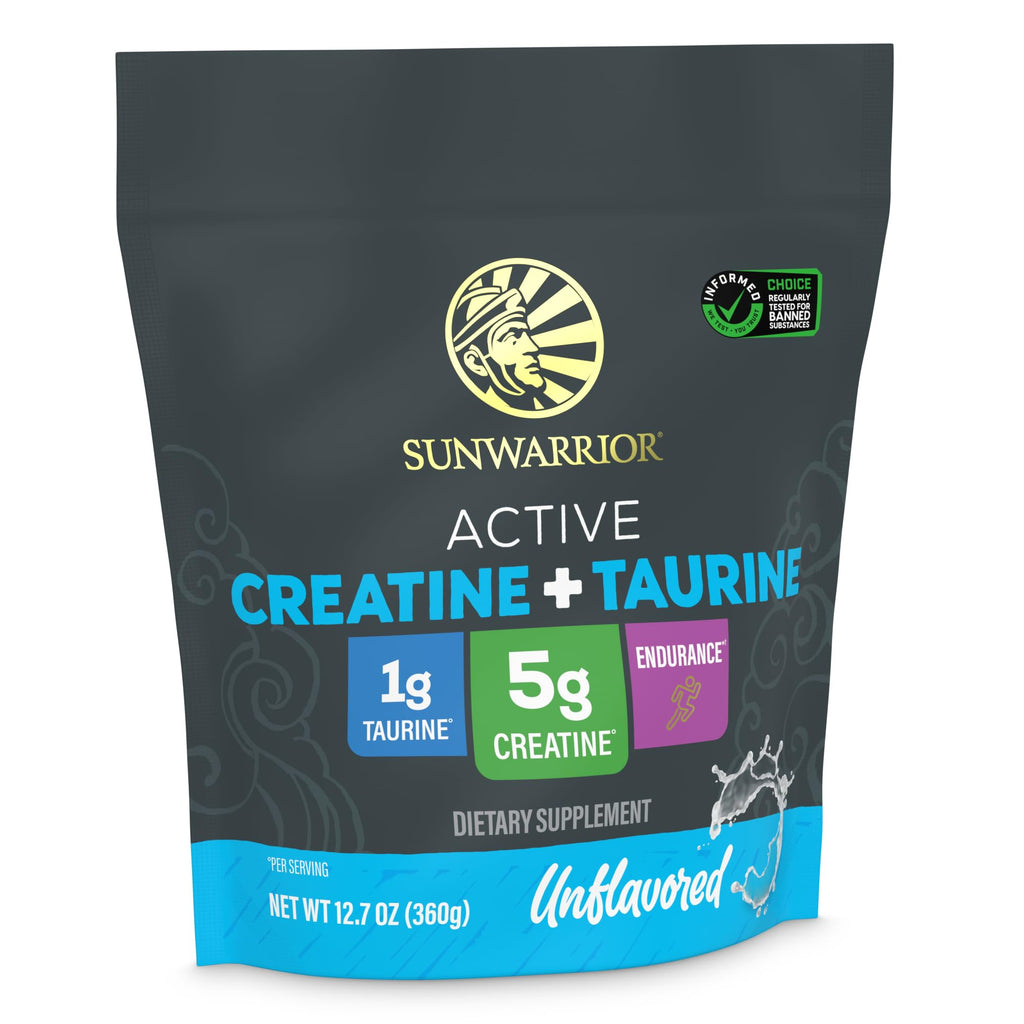 Creatine Monohydrate Powder Taurine Supplement, 5g Creatine Monohydrate 1g Taurine per Serving | Vegan Muscle Strength, Endurance & Recovery Support, Clean Performance Formula | 60 Servings Unflavored Sunwarrior Au supplements