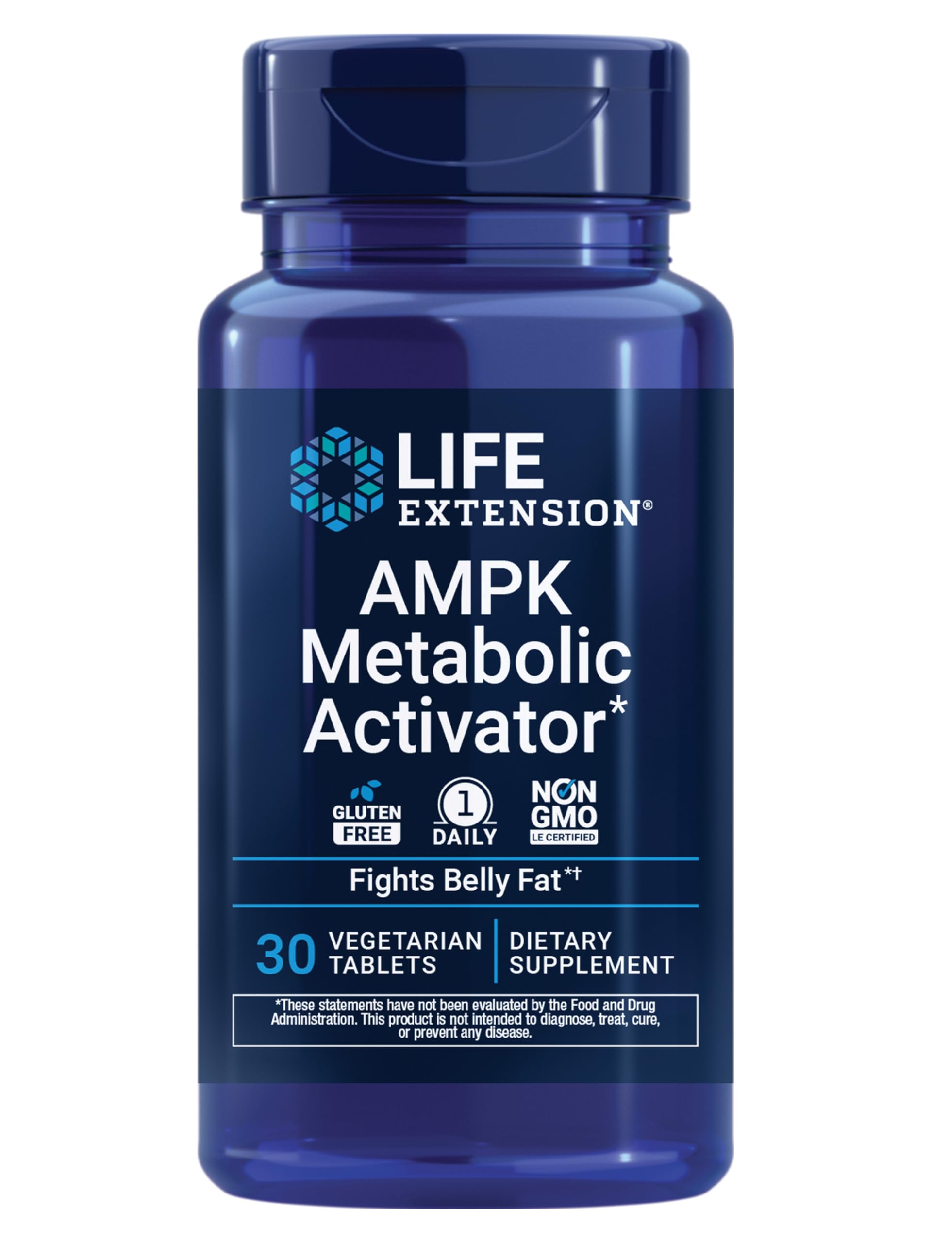 Life Extension AMPK Metabolic Activator*, Hesperidin, G. pentaphyllum, Fight unwanted Belly Fat, Target Overall Fat, Gluten-Free, Vegetarian, 1-Daily, Non-GMO, 30 Tablets
