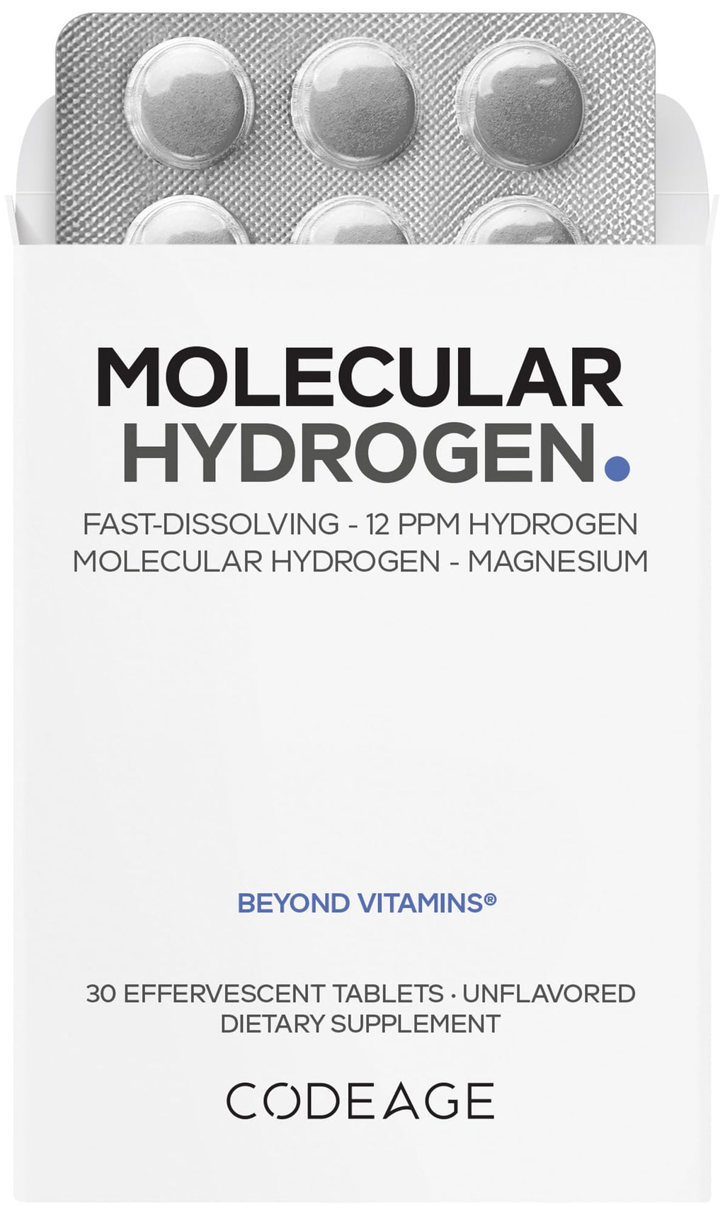 Codeage Molecular Hydrogen Supplement - Fast-Dissolving 12 PPM Hydrogen Water Tablets with Elemental Magnesium - Hydration Tablet Body Function - Unflavored, Vegan, Non-GMO, Gluten-Free - 30 Tablets Codeage Au supplements