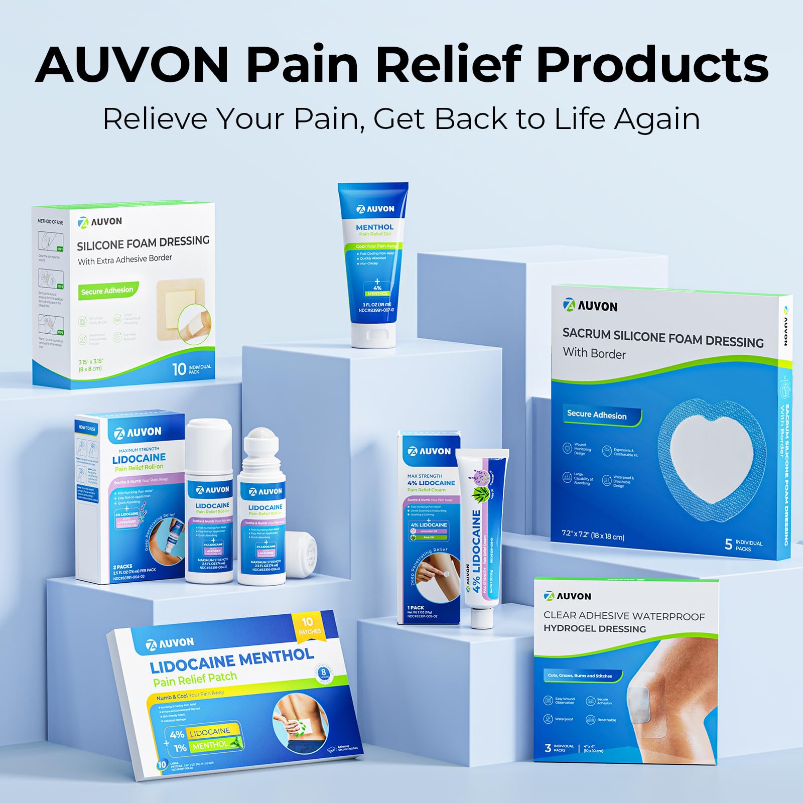AUVON Menthol Pain Relief Gel for Chronic Joint & Back Pain, Arthritis Pain Reliever for Muscle Pain Relief, Fast-Acting Menthol Cooling Gel Soothes Knee, Hip, Shoulder, Neck Pain, 3 FL OZ Per Pack AUVON Au supplements