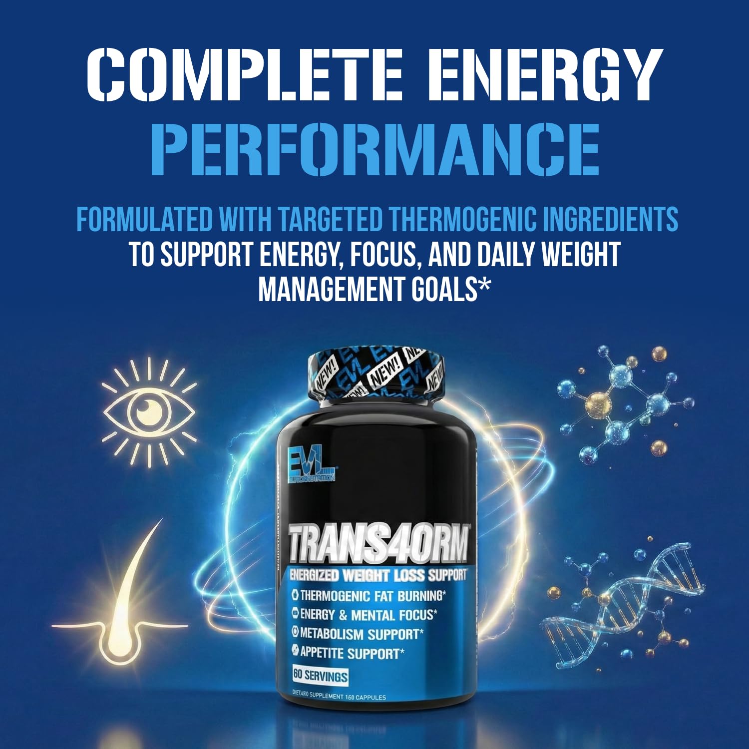 EVL Thermogenic Fat Burner Support - Fast Acting Weight Loss Energy and Appetite Support - Trans4orm Green Tea Supplement