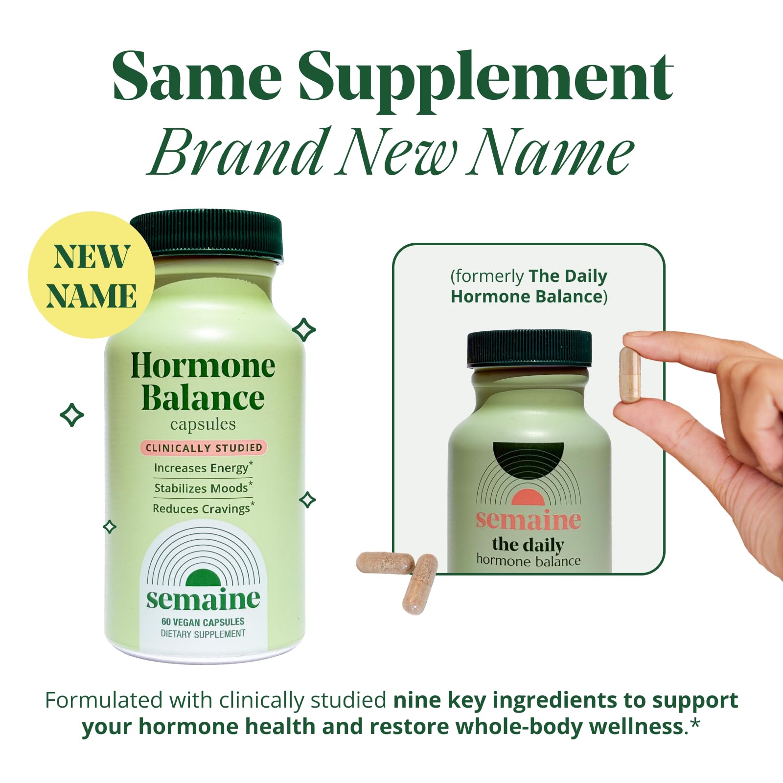 Semaine Hormone Balance – Clearer Skin, Enhanced Moods, Deeper Sleep & Happier Hormones. Hormone-Free, Vegan Capsule, Multi-Symptom Support (60 ct) Semaine Au supplements