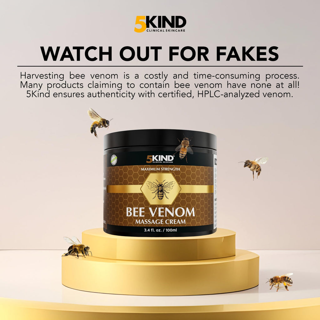 5kind Maximum Strength Bee Venom Cream - Naturally Massage Joints & Muscles, Lower Back, Knee, Neck, Shoulder, Hip & Feet - Responsibly Sourced Premium Bee Venom Cream 3.4 Fl Oz 5kind clinical skincare Au supplements