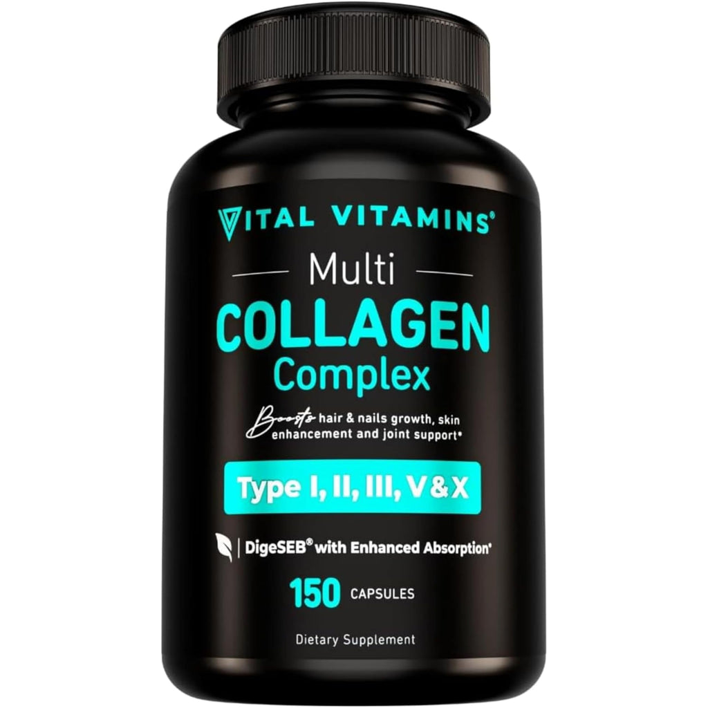 Vital Vitamins Multi Collagen Capsules - Type I, II, III, V, X - Grass-Fed, Collagen Peptides Supplements, Non-GMO - for Men & Women - 150 Count Vital Vitamins Au supplements