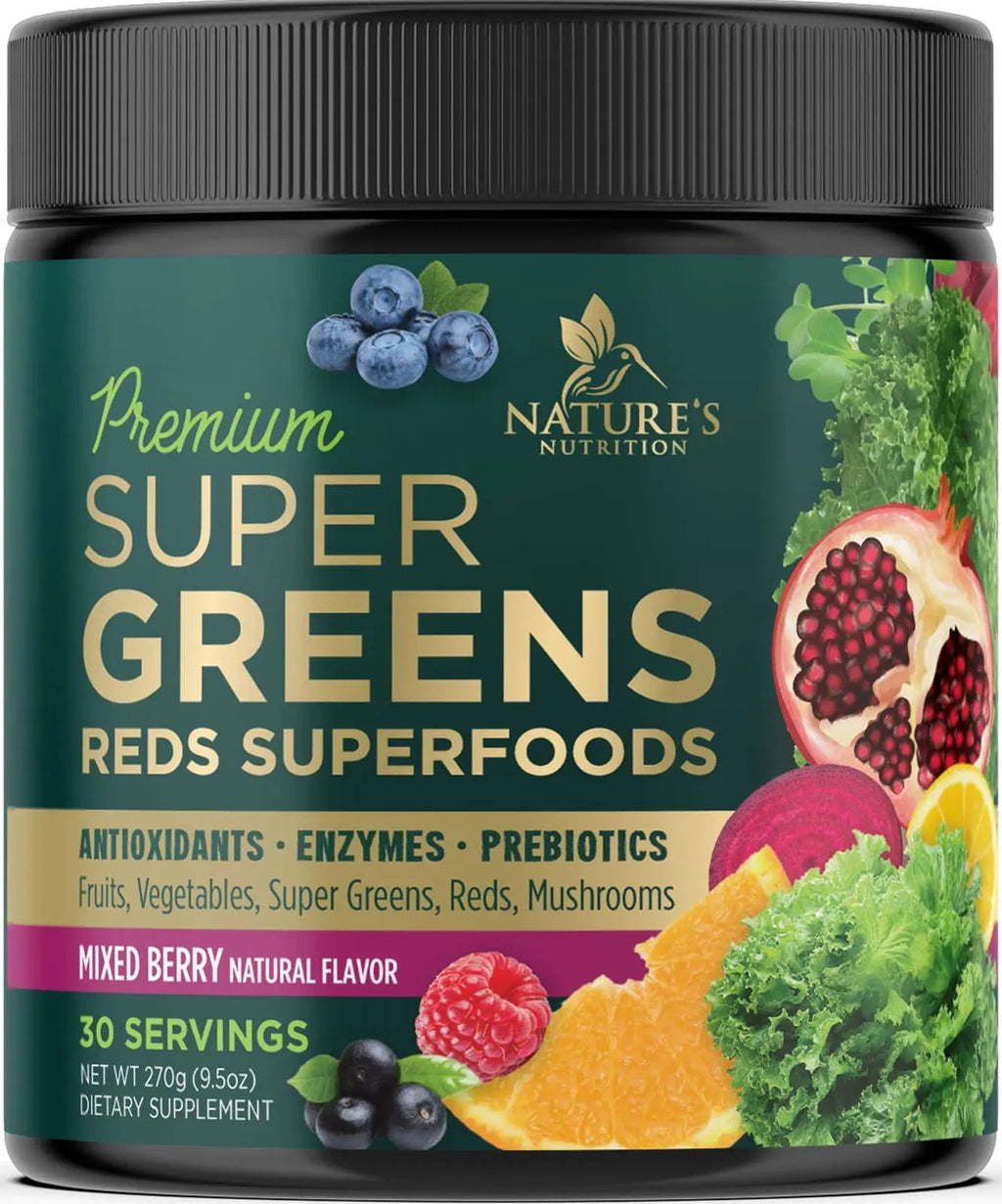 Greens Superfood Powder Supplement - Super Green Smoothie Mix Blend with Spirulina Nature's Nutrition Au supplements