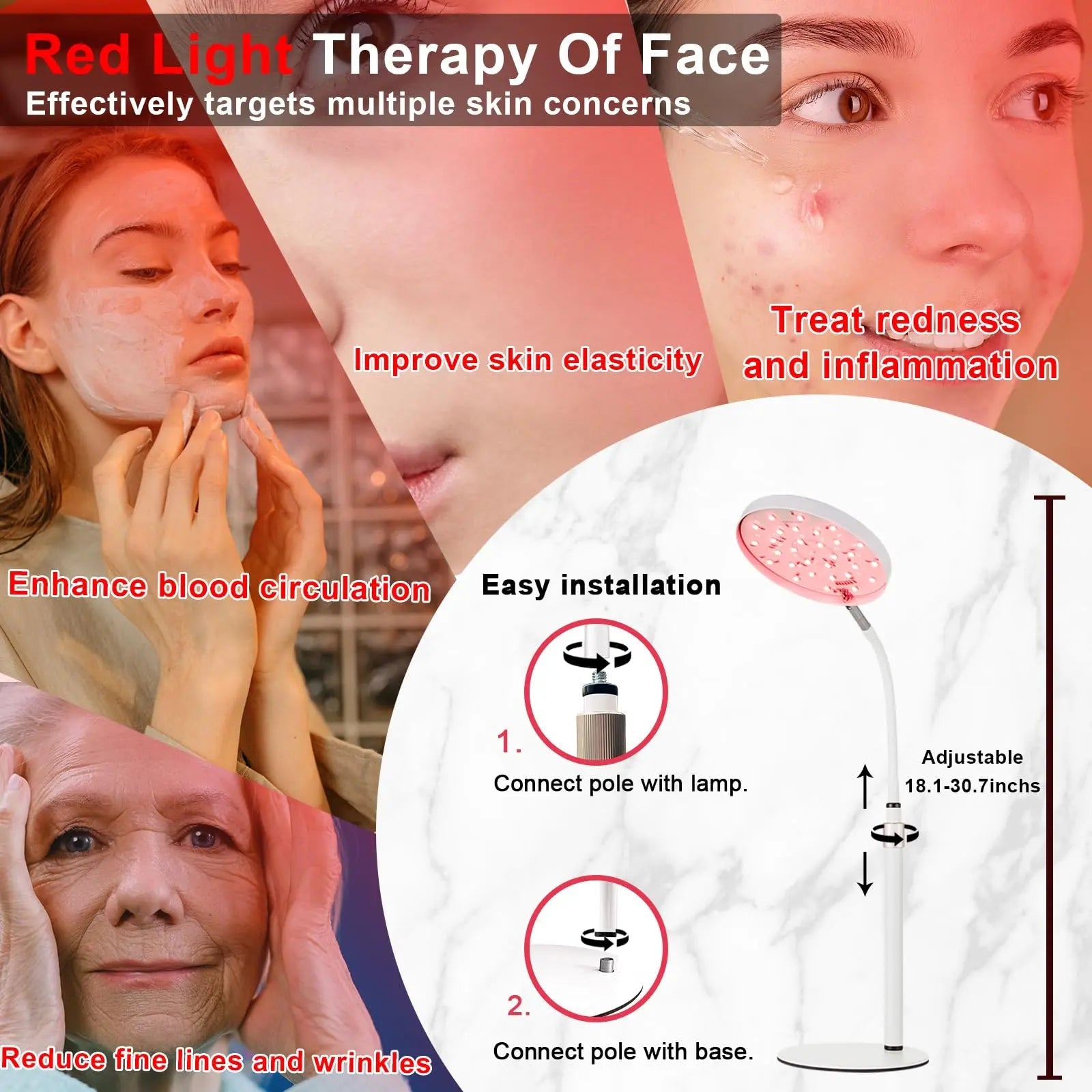 Akarishin Red Light Therapy Lamp for Face- Facial and Body Treatment with Adjustable Height Stand Akarishin Au supplements