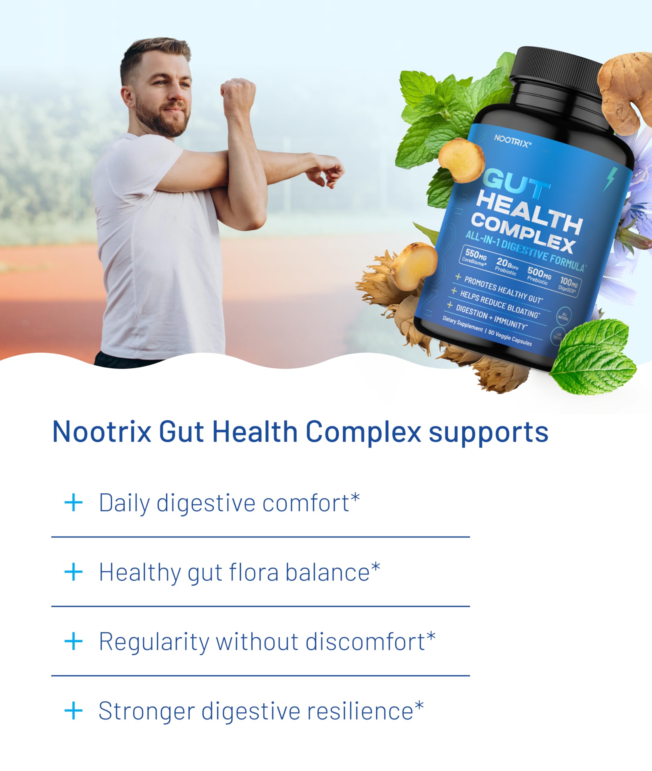 Nootrix Health Complex Supplement | Probiotics for Gut Health, Colon Cleanse & Bloating Relief | Promotes Healthy Digestion | Digestive Enzymes, Postbiotics & Prebiotics | 90 Capsules Nootrix Au supplements