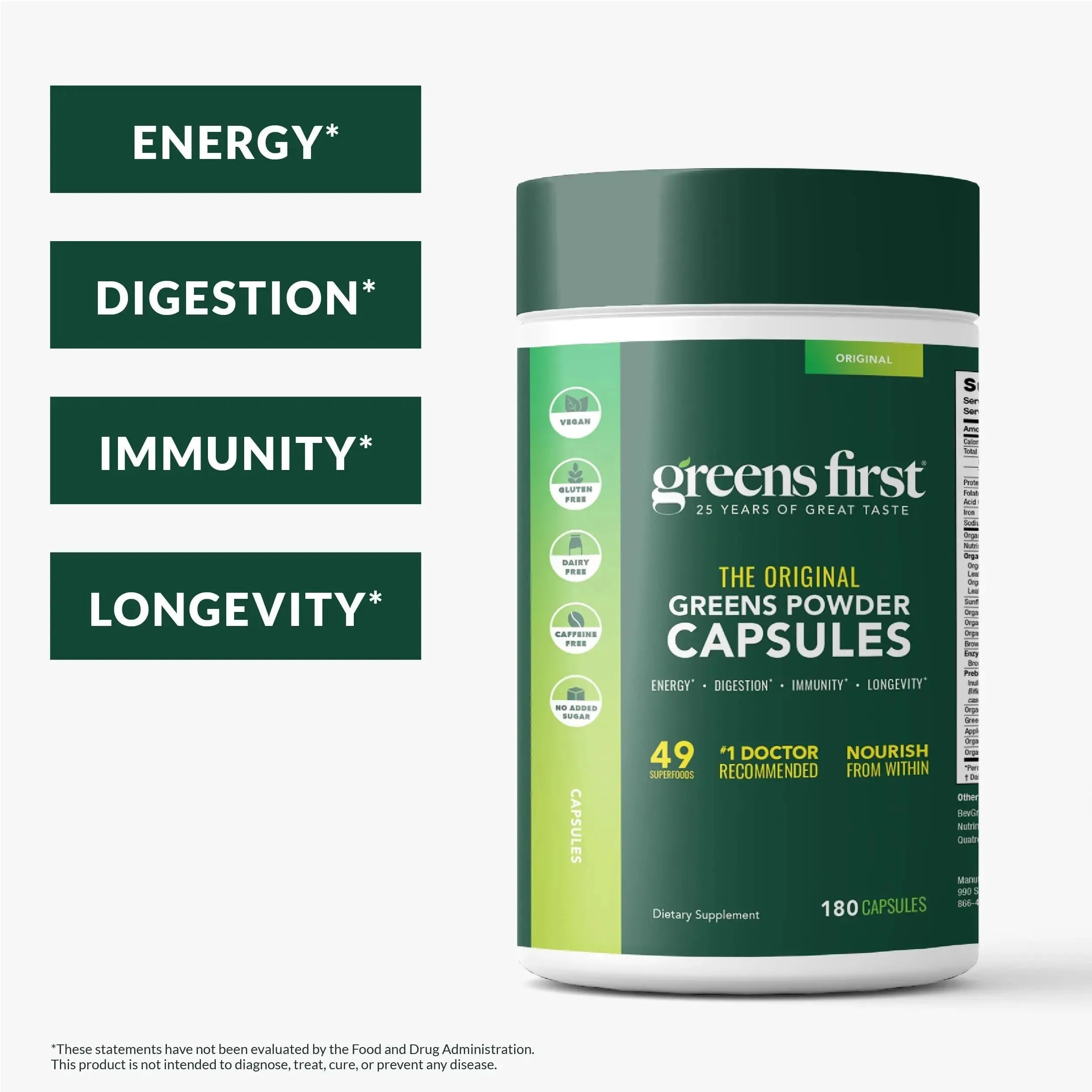 Greens First Phytonutrient Capsules - 49 Antioxidant-Rich Superfoods with Organic Fruits & Veggies, Prebiotics, Probiotics Greens First Au supplements