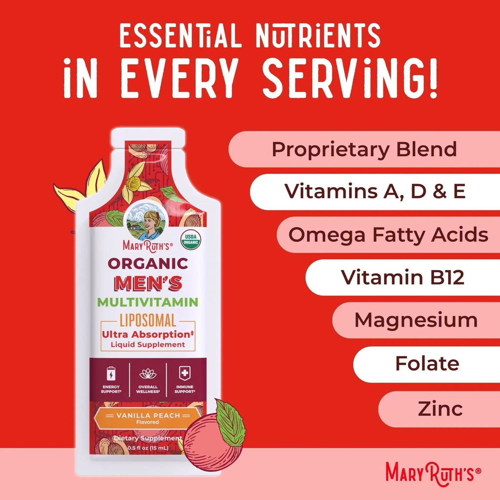 MaryRuth Organics Multivitamin for Men | USDA Organic | Sugar Free Mens Multivitamin Liposomal | Liquid Vitamins for Men | MARYRUTH'S Au supplements