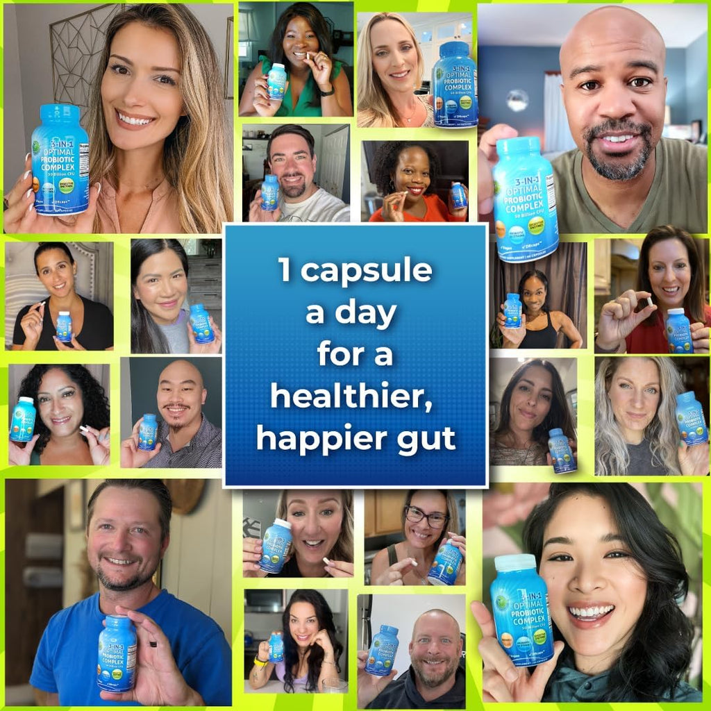 Probiotics with Digestive Enzymes and Prebiotic for Women and Men - 3-In-1 Vegan Probiotic Prebiotic Multi Enzyme Complex for Gut Health