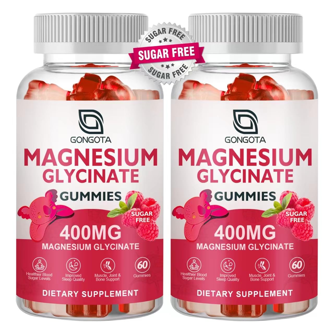 Magnesium Glycinate Gummies 400 mg with 100 mg Composite magnesium - Chelated Magnesium Potassium Supplement with Vitamin D, B6 Supports Calm, Sleep, Memory & Muscle Cramps,Sugar Free - 120 Gummies GONGOTA Au supplements