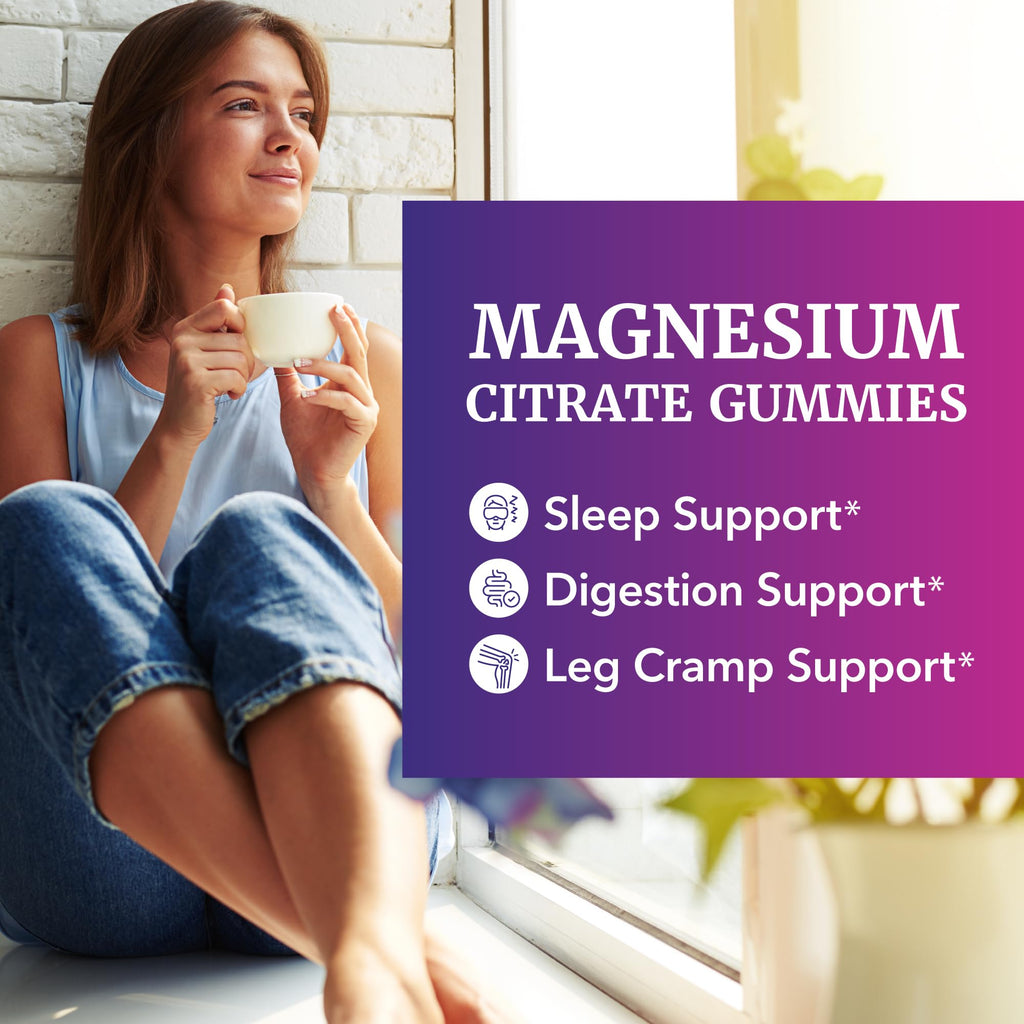 Magnesium Citrate Gummies | Extra Strength for Calm, Relaxation & Digestion | High Absorption Magnesium Gummies for Adults | Vegan, Non-GMO