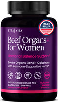 Primal Beef Organ Supplement for Women (Made in USA) Boosted w Shatavari, Maca, Ashwagandha, and Chasteberry - Grass Fed Uterus, Ovary, Liver, Kidney, Heart Bone Matrix