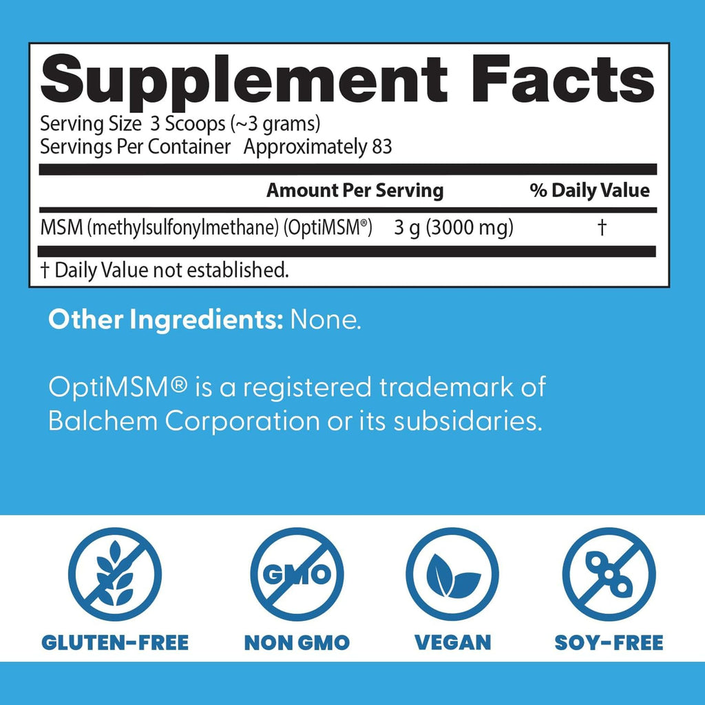 Doctor's Best MSM Powder Supplement for Men & Women - Supports Hair, Skin, Nails, Joint Health, & Mobility, Delivers Beneficial Sulfur with OptiMSM