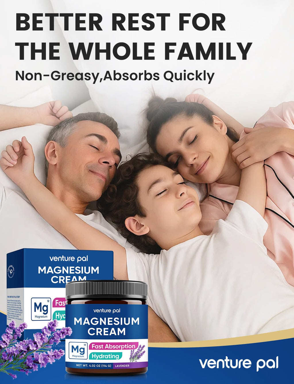 Venture Pal Topical Magnesium Cream, Fast-Absorbing Magnesium Moisturizing Lotion with Coconut Oil