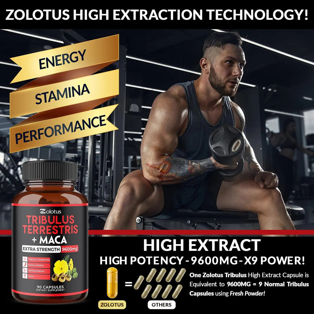 Zolotus Premium Tribulus Terrestris Capsules - 9600mg Per Serving - Combined Zolotus Au supplements
